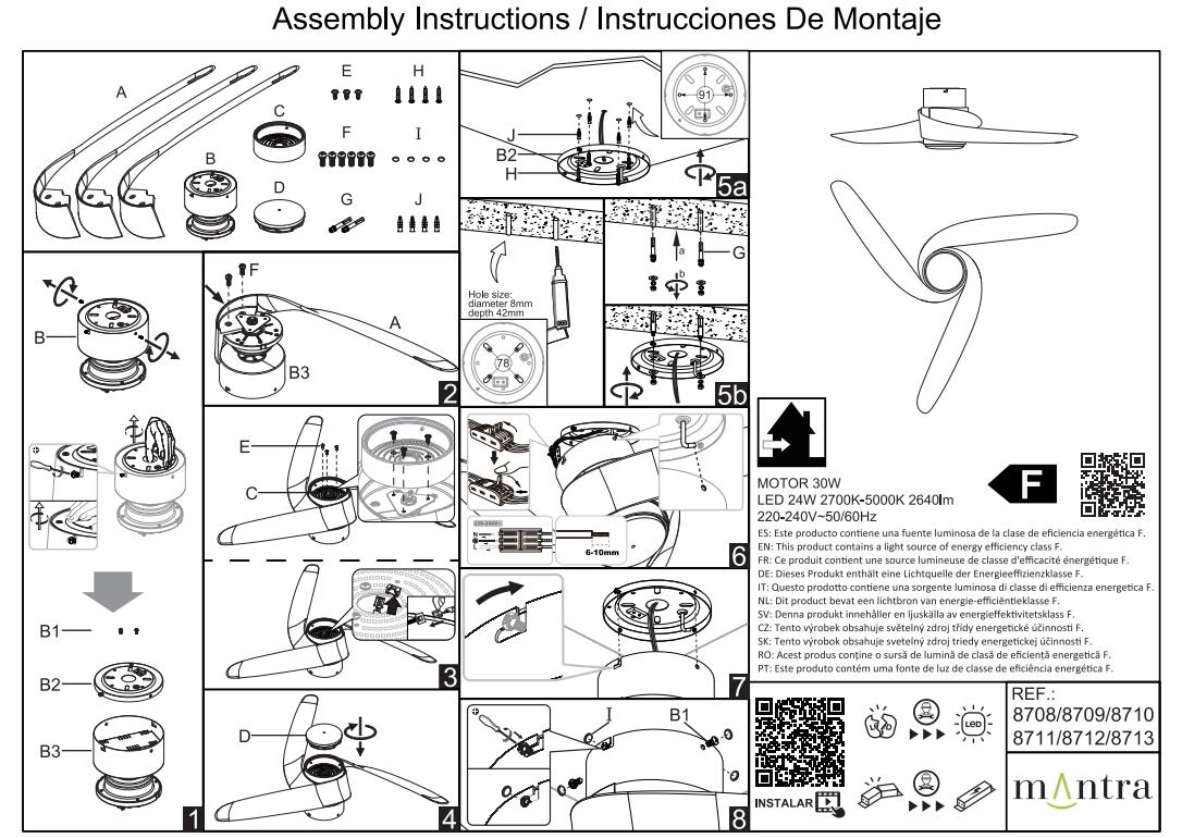 Ventilador de techo con luz silencioso DC Mantra Groenland blanco 122 cm - 19