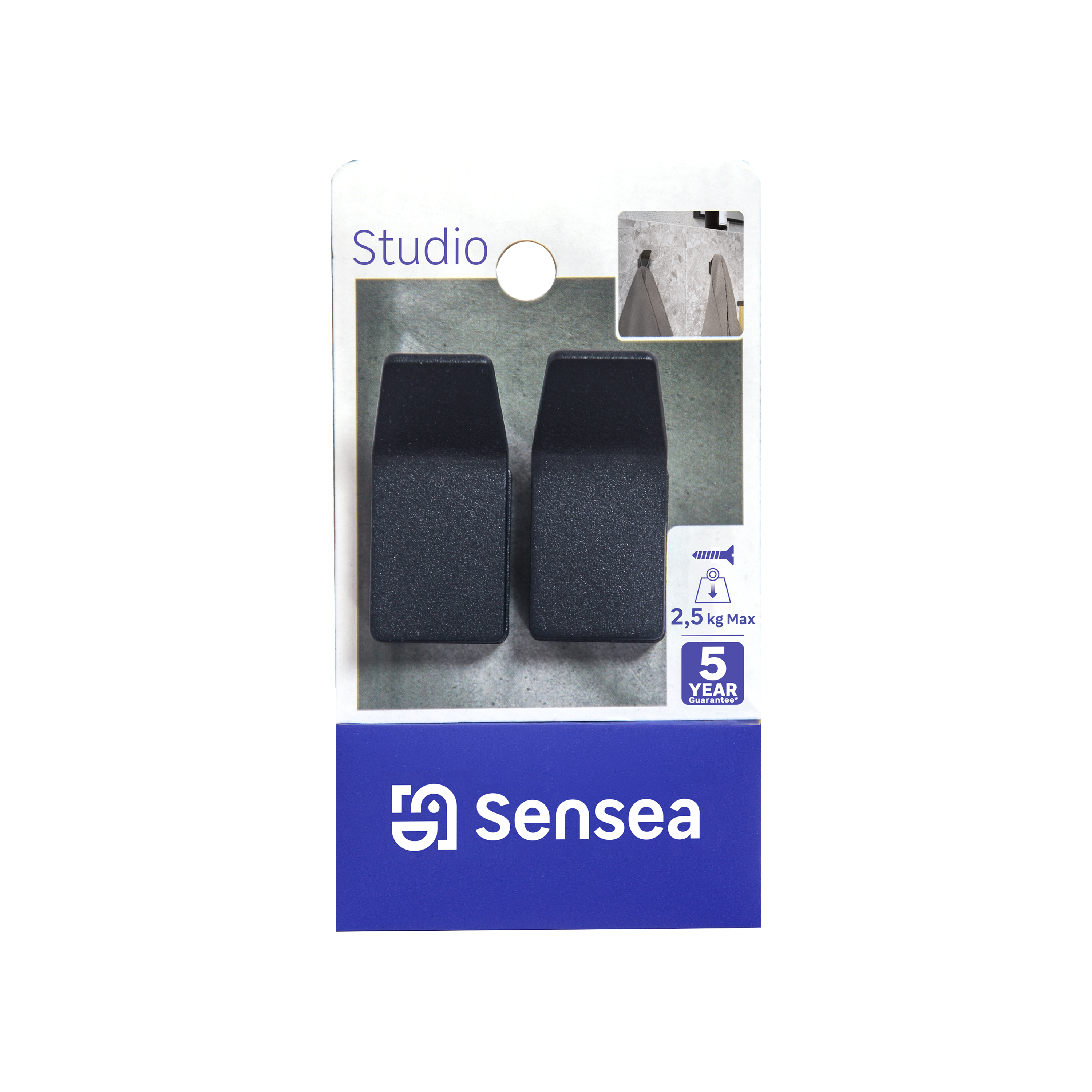 Percha/perchero Studio acero negro  con 2 ganchos - 13