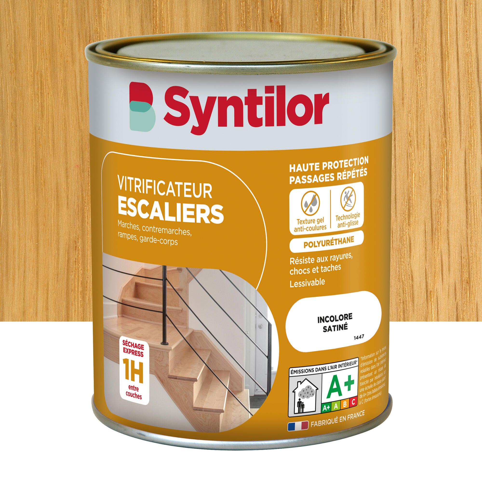 Vernis Bois Plid Pour Escalier, 0,75L Incolore Brillant, Environ 9 M², Séchage Rapide, Fabrication Allemande