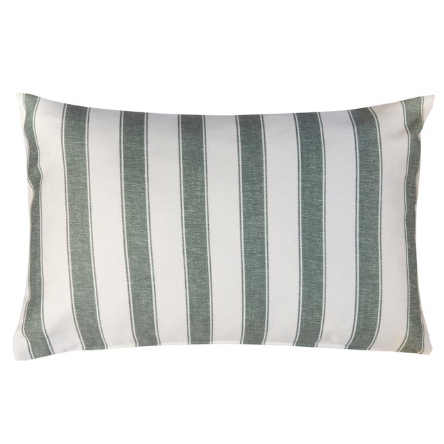 Funda de cojín rectangular RODAS algodón poliéster rayas verde con cremallera 50 x 30 cm