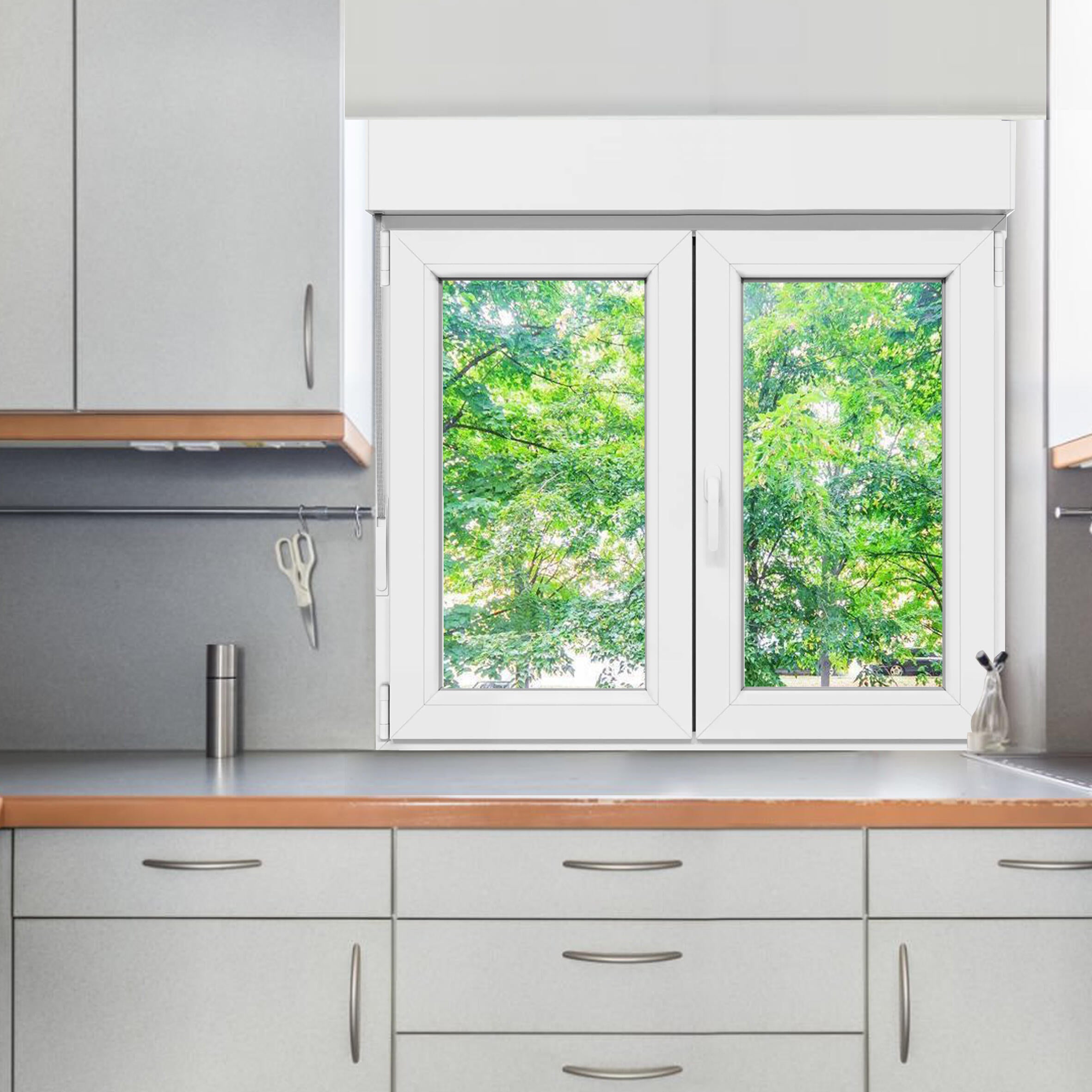 Janela oscilobatente em PVC 120x125 cm com estore branco - 4
