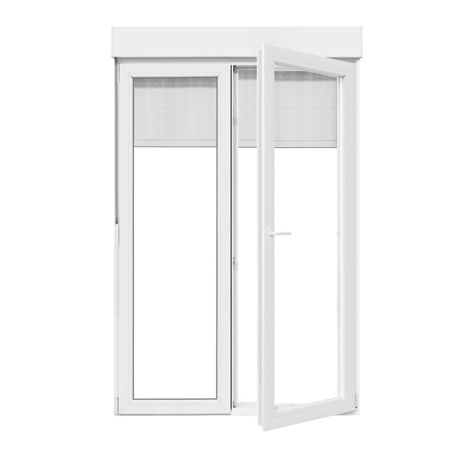 Porta Janela oscilobatente em PVC 150x218 cm com estore branco
