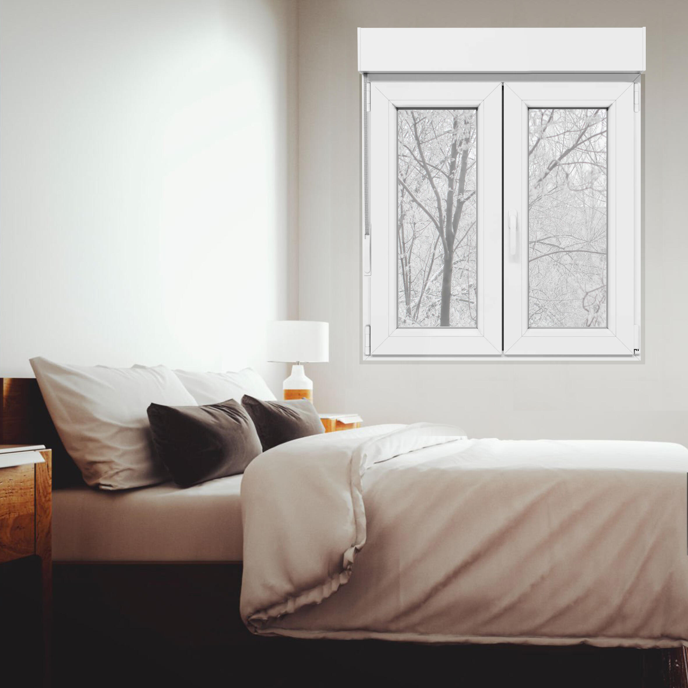 Janela oscilobatente 6 em PVC 100X115 cm com estore branco direita - 2