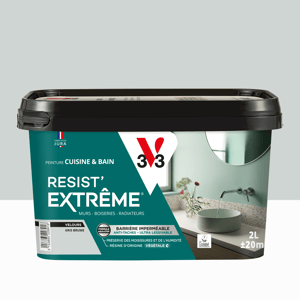 Peinture mur gris brume velours V33 Resist extrême cuisine et bain 2L Leroy Merlin Les bons plans des petits projets avant l'été