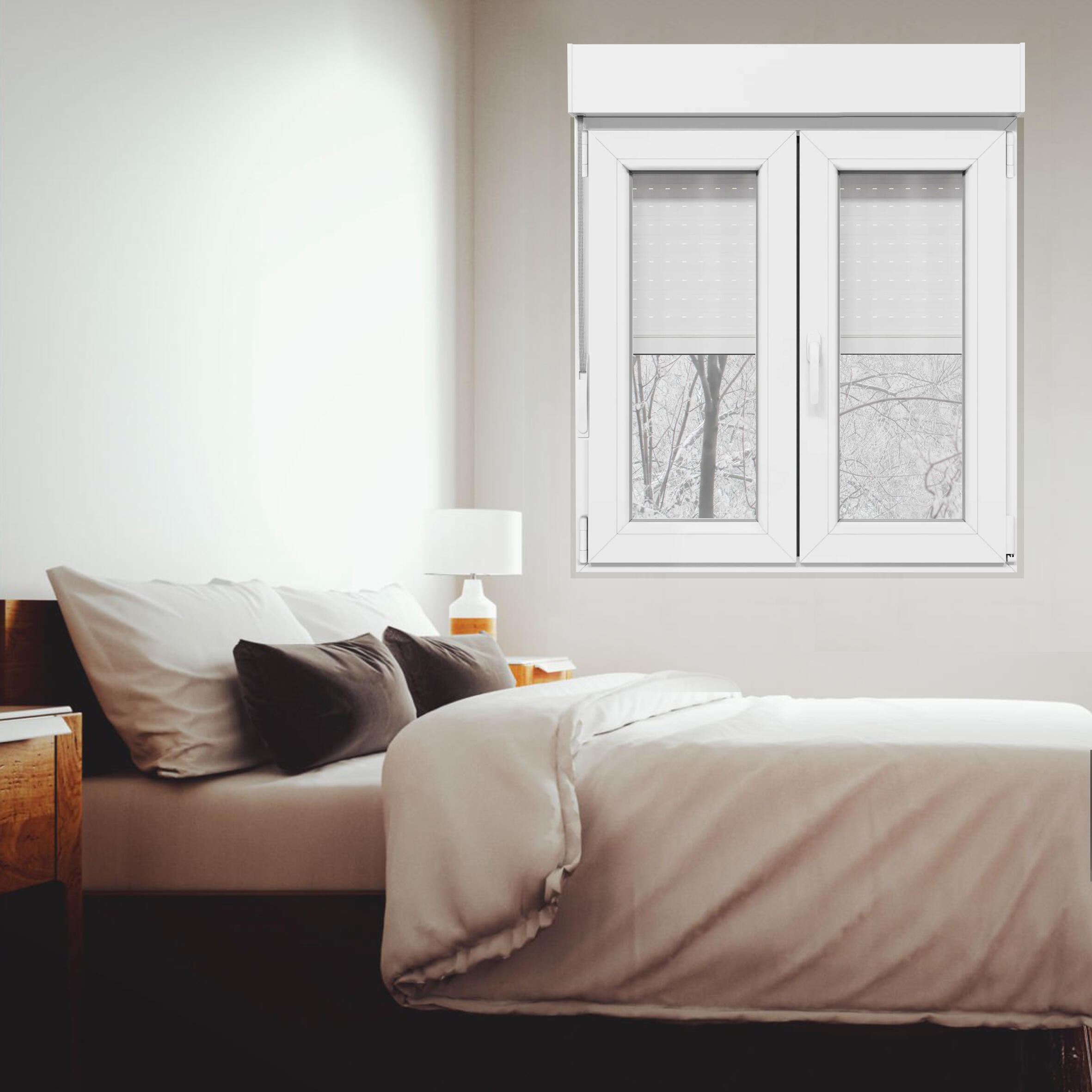 Janela oscilobatente em PVC 100x115 cm com estore branco - 4