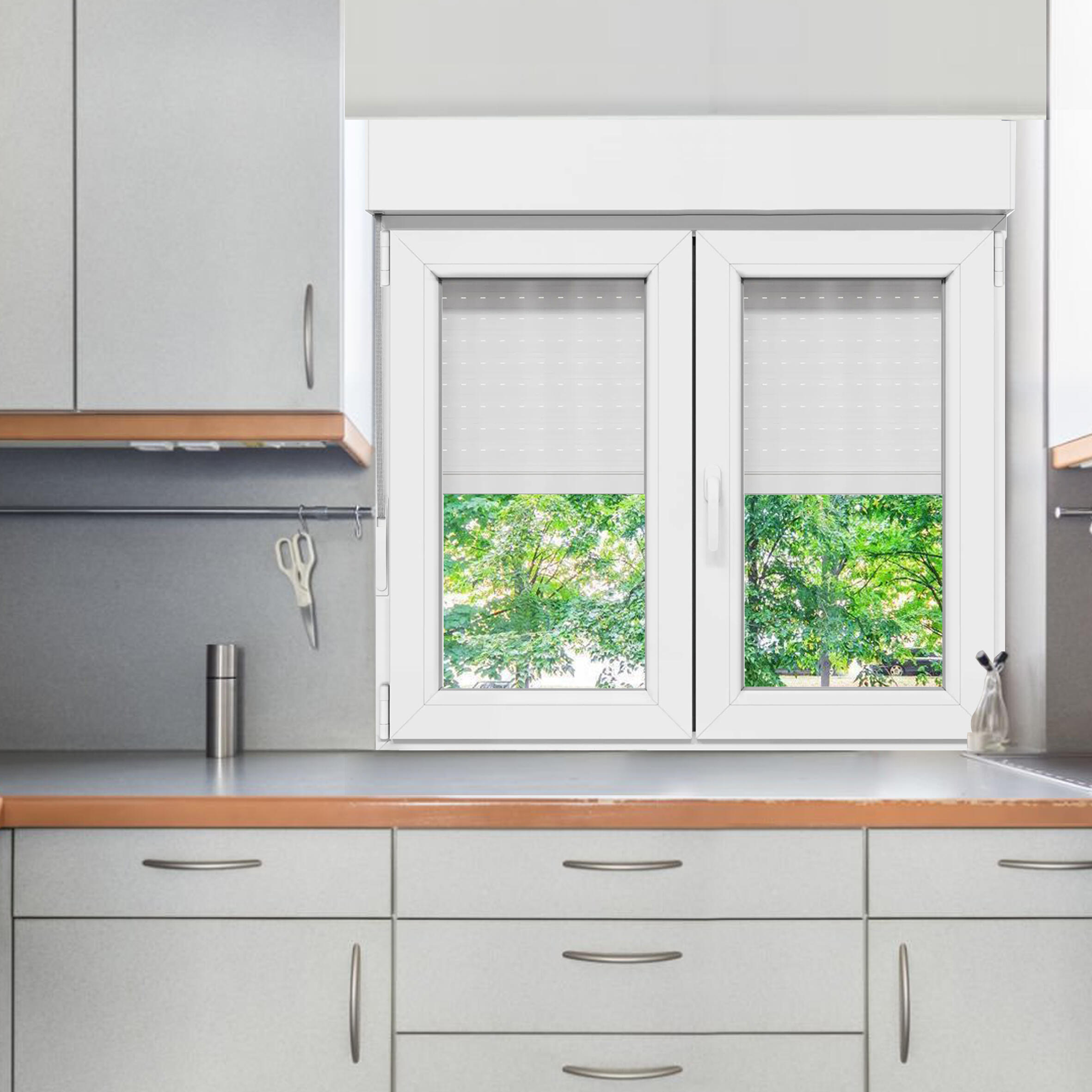 Janela oscilobatente em PVC 120x125 cm com estore branco - 5
