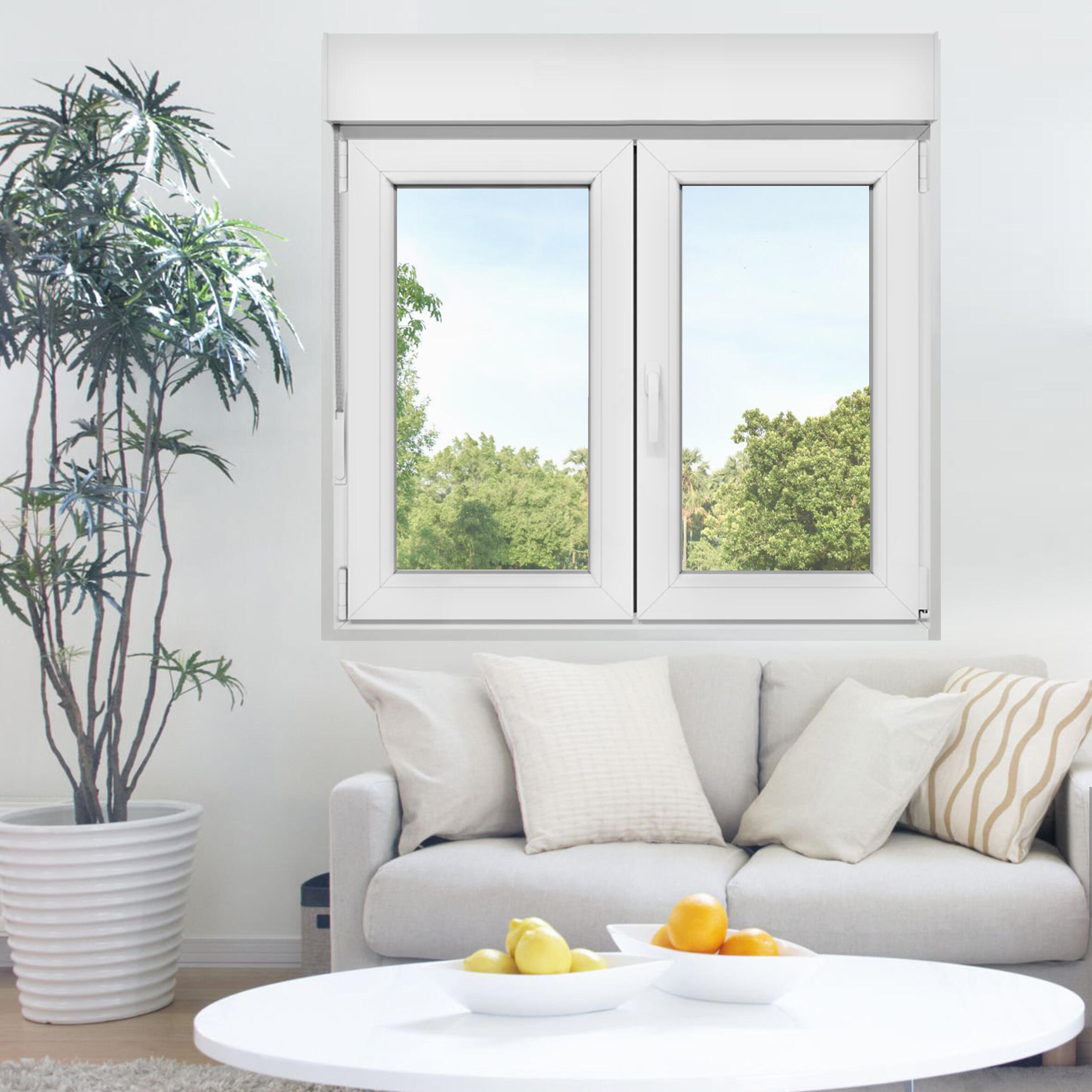Janela oscilobatente 6 em PVC 120X115 cm com estore branco direita - 2
