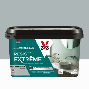 Peinture mur gris zinc velours V33 Resist extrême cuisine et bain 2l