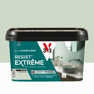 Peinture mur vert cristalin velours V33 Resist extrême cuisine et bain 2L Leroy Merlin Les bons plans des petits projets avant l'été