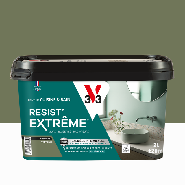 Peinture mur vert cristalin velours V33 Resist extrême cuisine et bain 2l main image 0