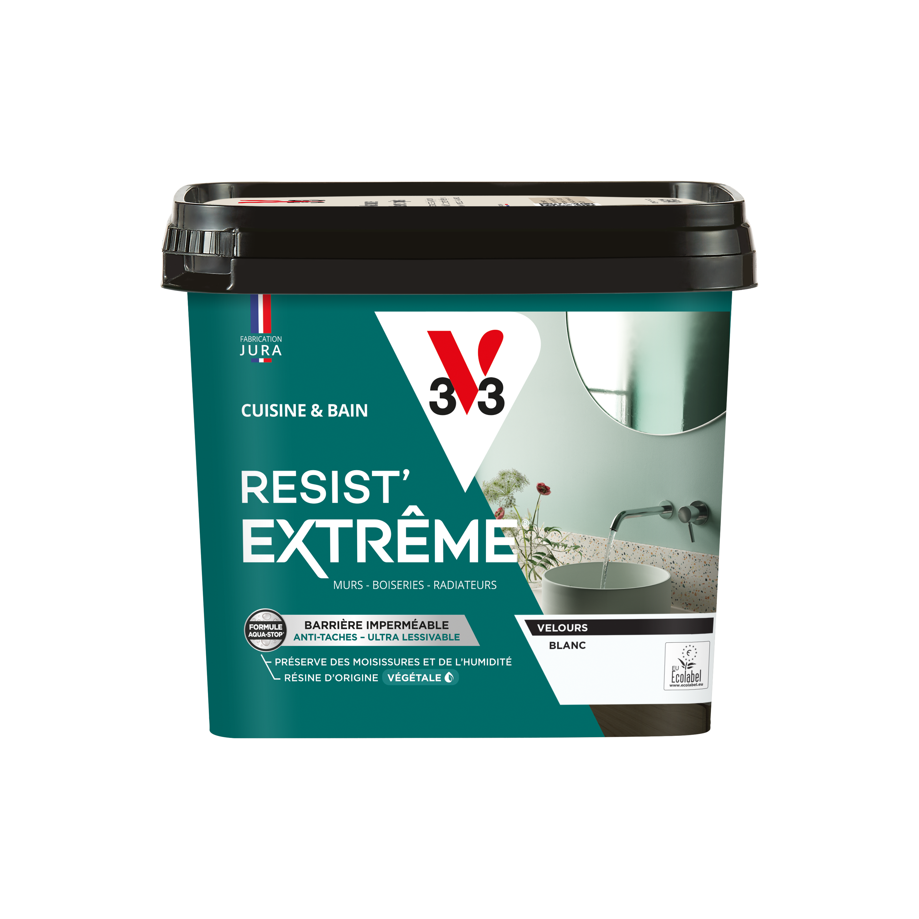 Peinture mur blanc velours V33 Resist extrême cuisine et bain 750ml - 6