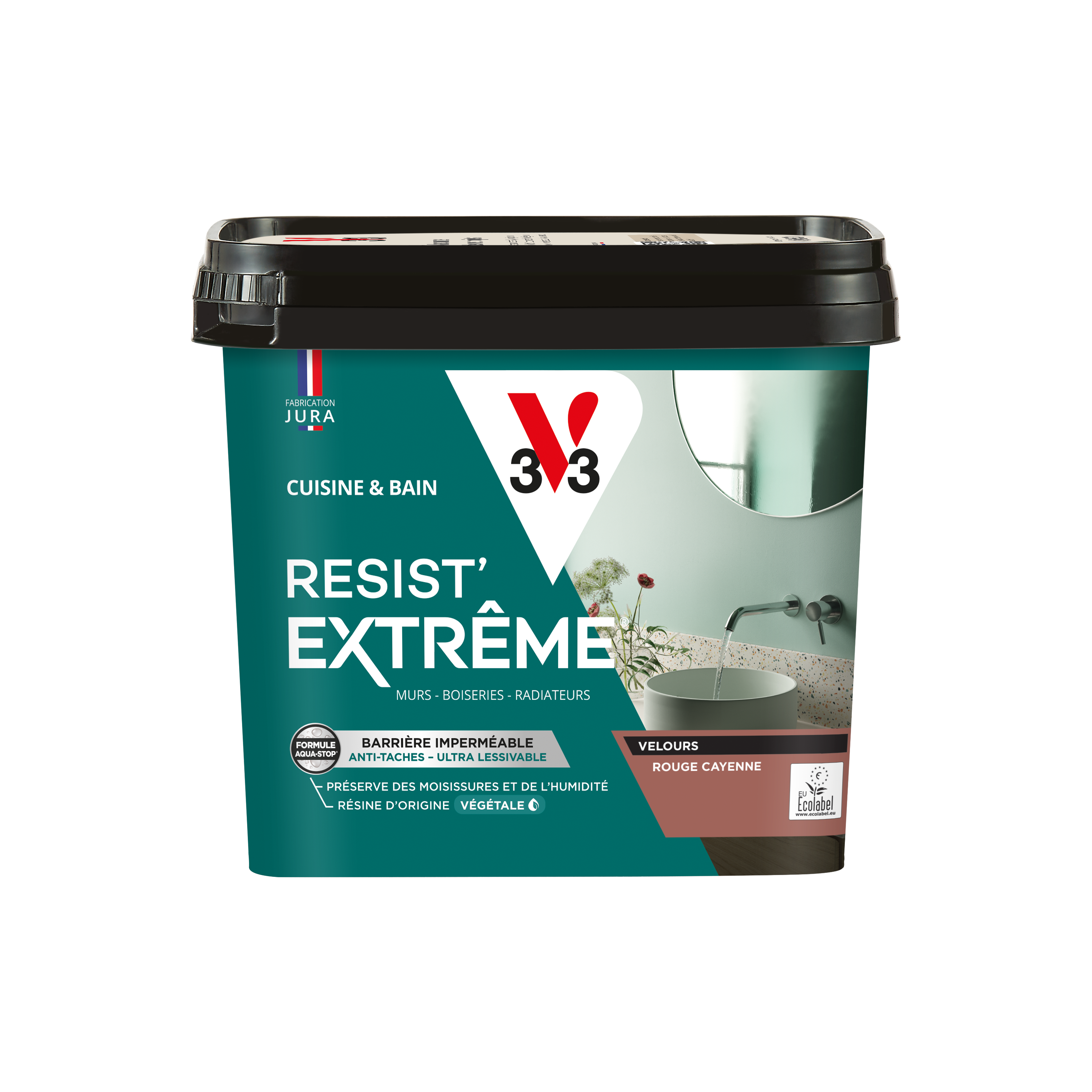 Peinture mur rouge cayenne velours V33 Resist extrême cuisine et bain 0.75L - 6