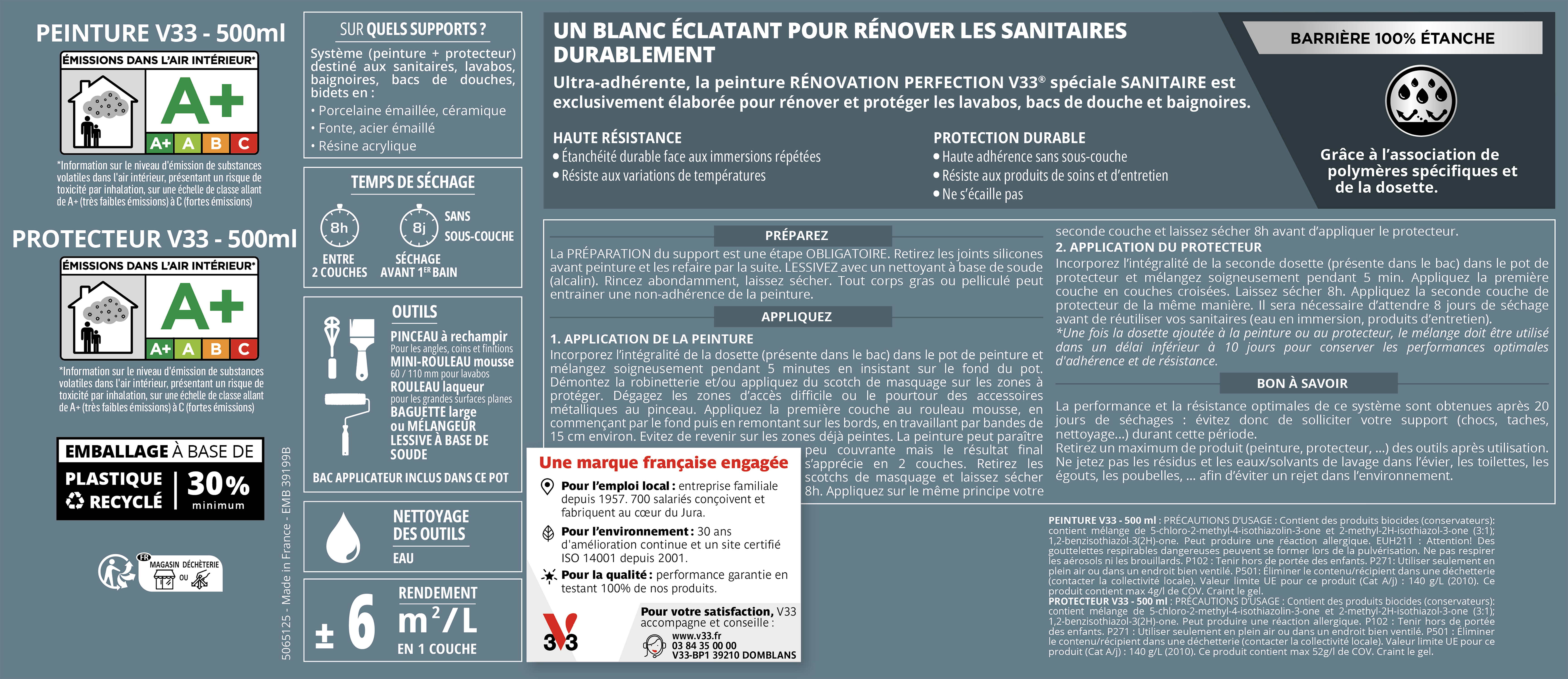 Peinture blanche satin V33 Rénovation cuisine et bain 2x0.5L - 5