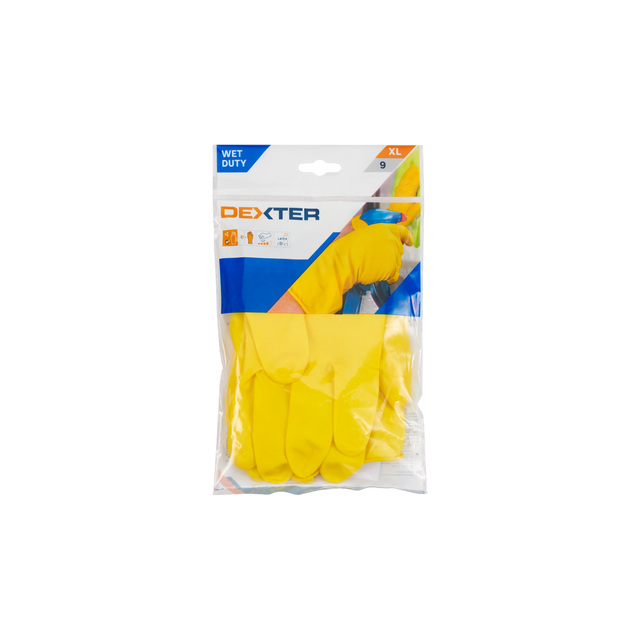 Paire de gants pour travaux ménagers latex, T9 DEXTER