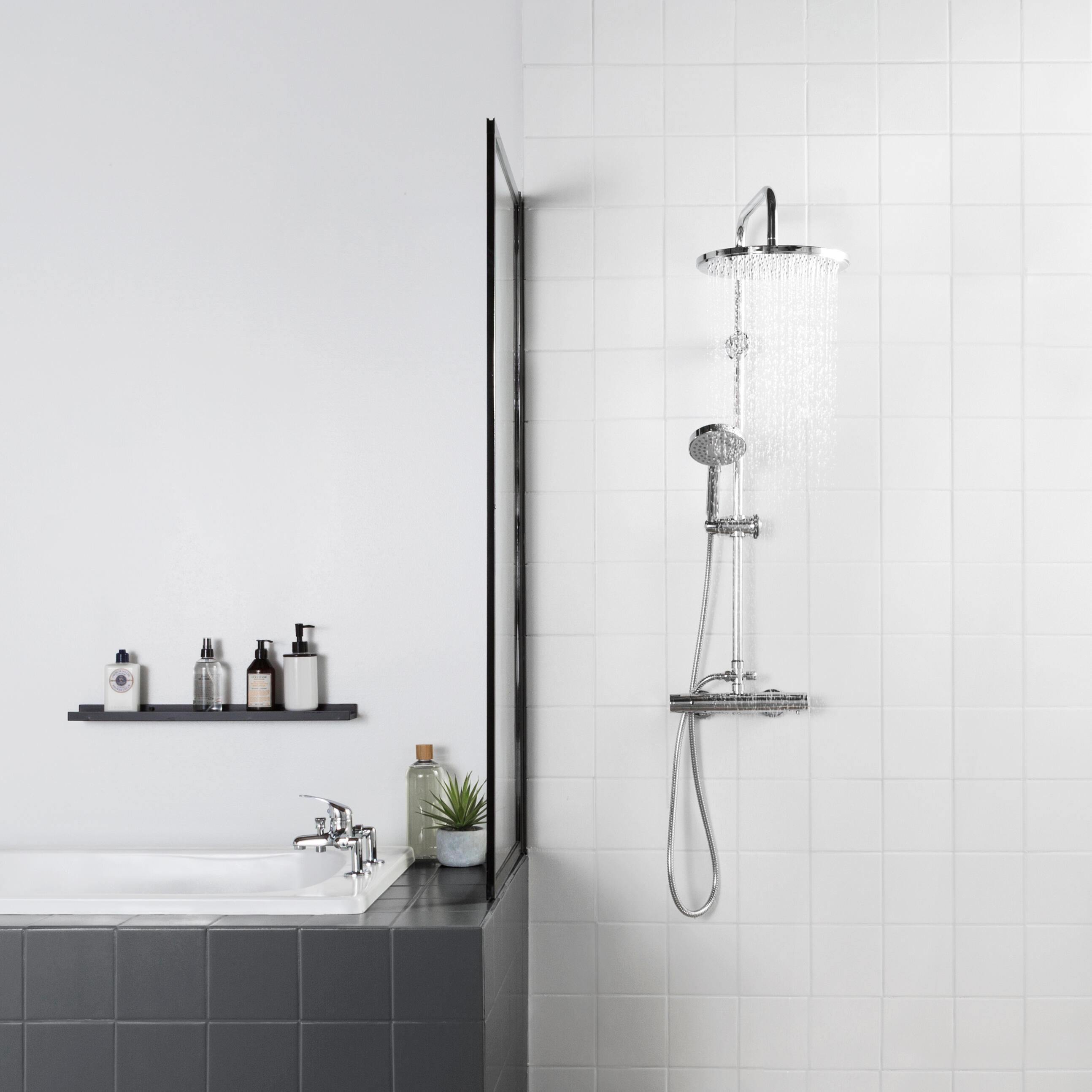 Peinture mur, carrelage blanc satin V33 Rénovation mur de douche 2L - 3