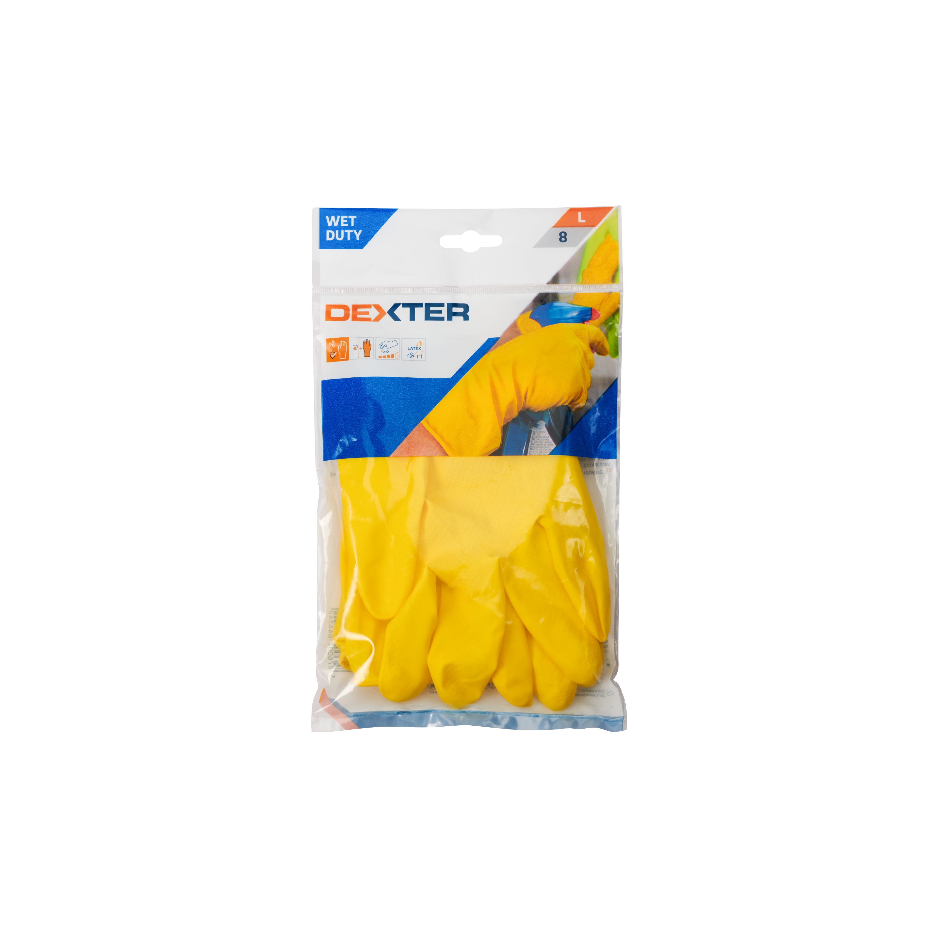 Luvas de limpeza em latex tamanho 8L Dexter - 5