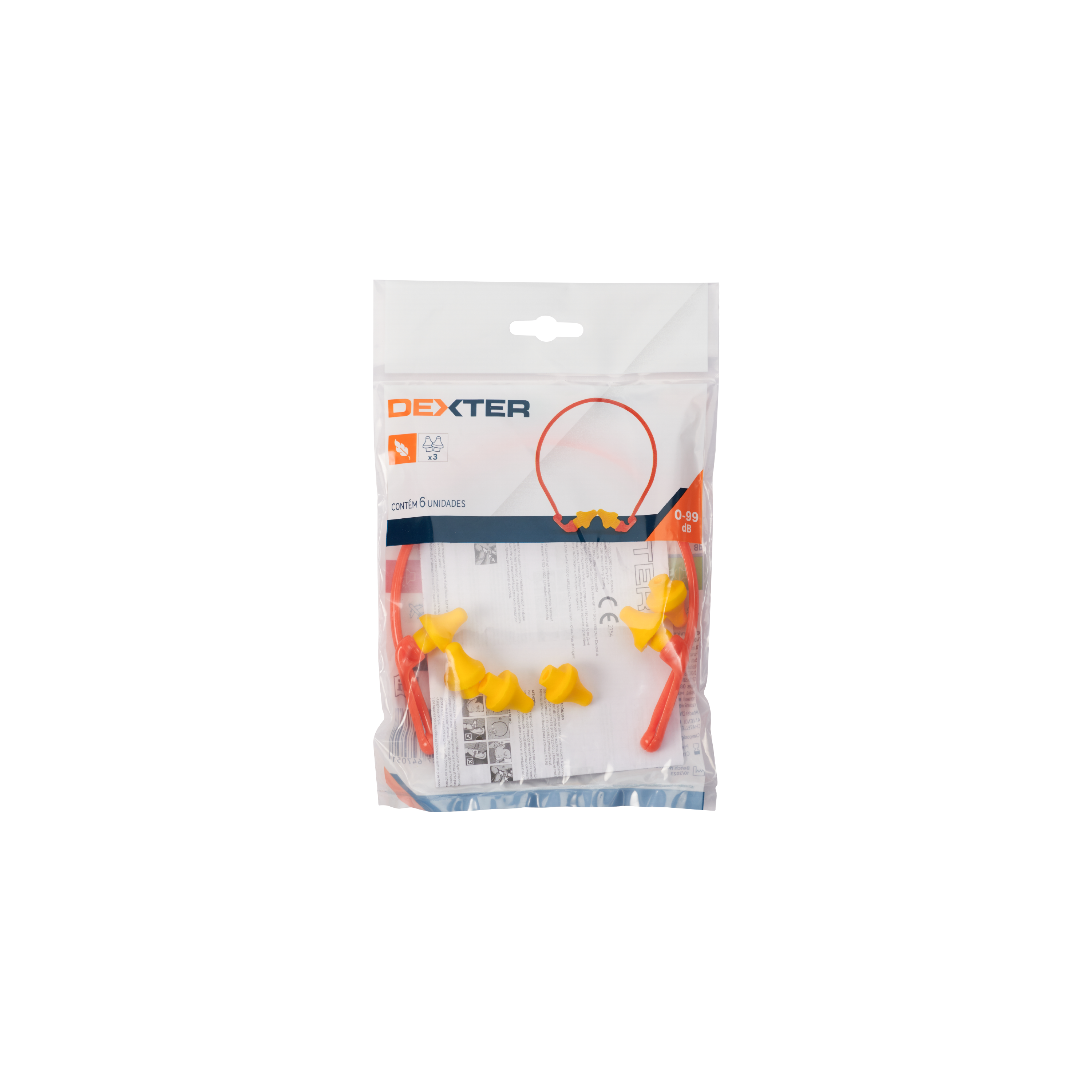 Tampão auricular com fio reutilizável ajustável nylon e poliuretano 20 dB Dexter - 5