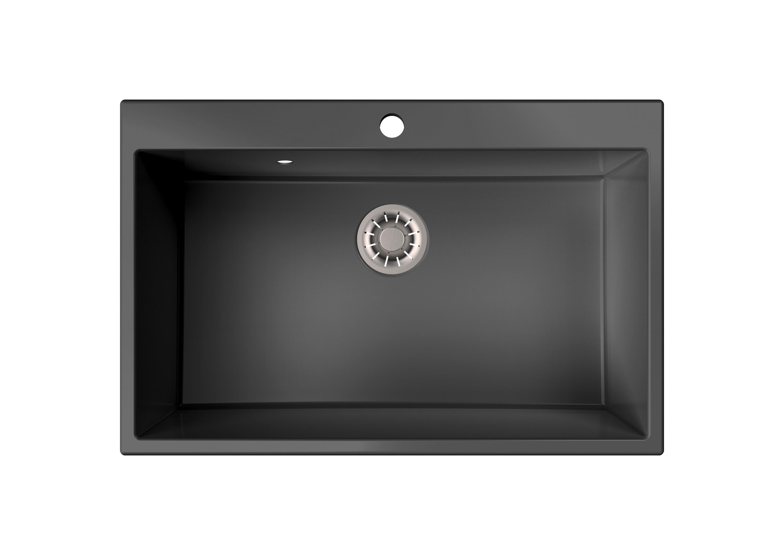 Fregadero de cuarzo interbany ibiza 78.6x51.6cm negro