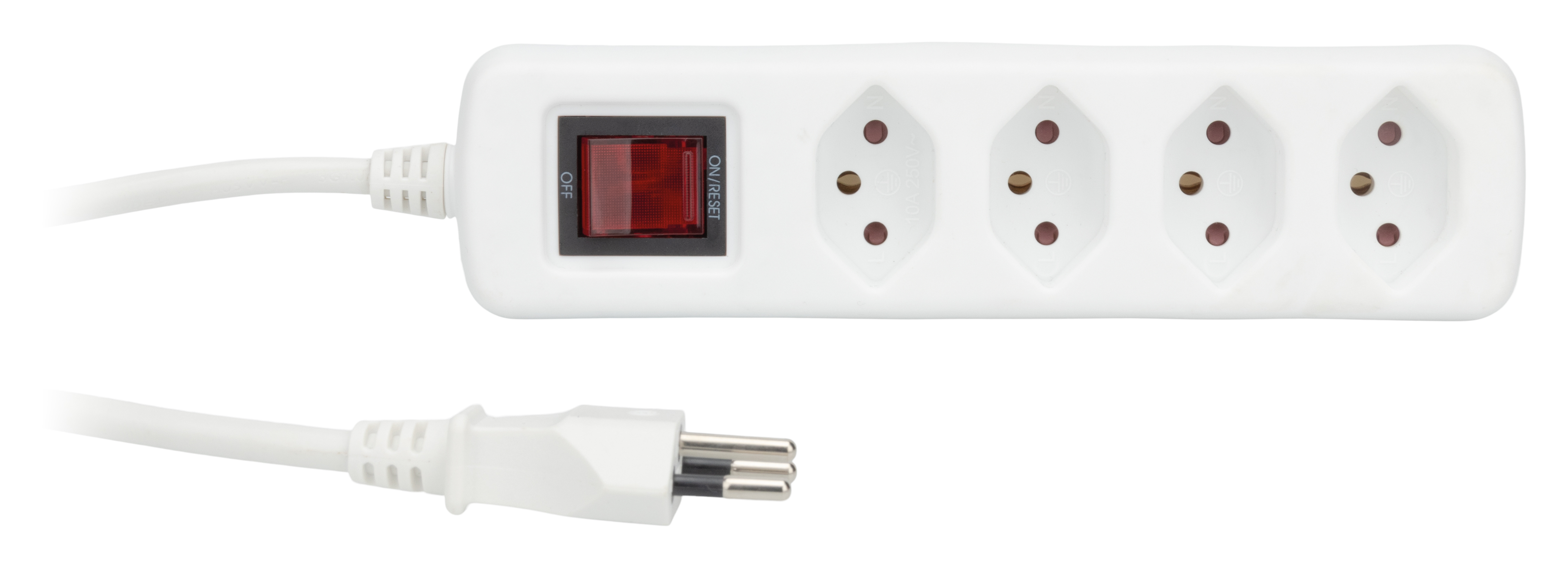 Bloc 4 prises + interrupteur Suisse, blanc - 2