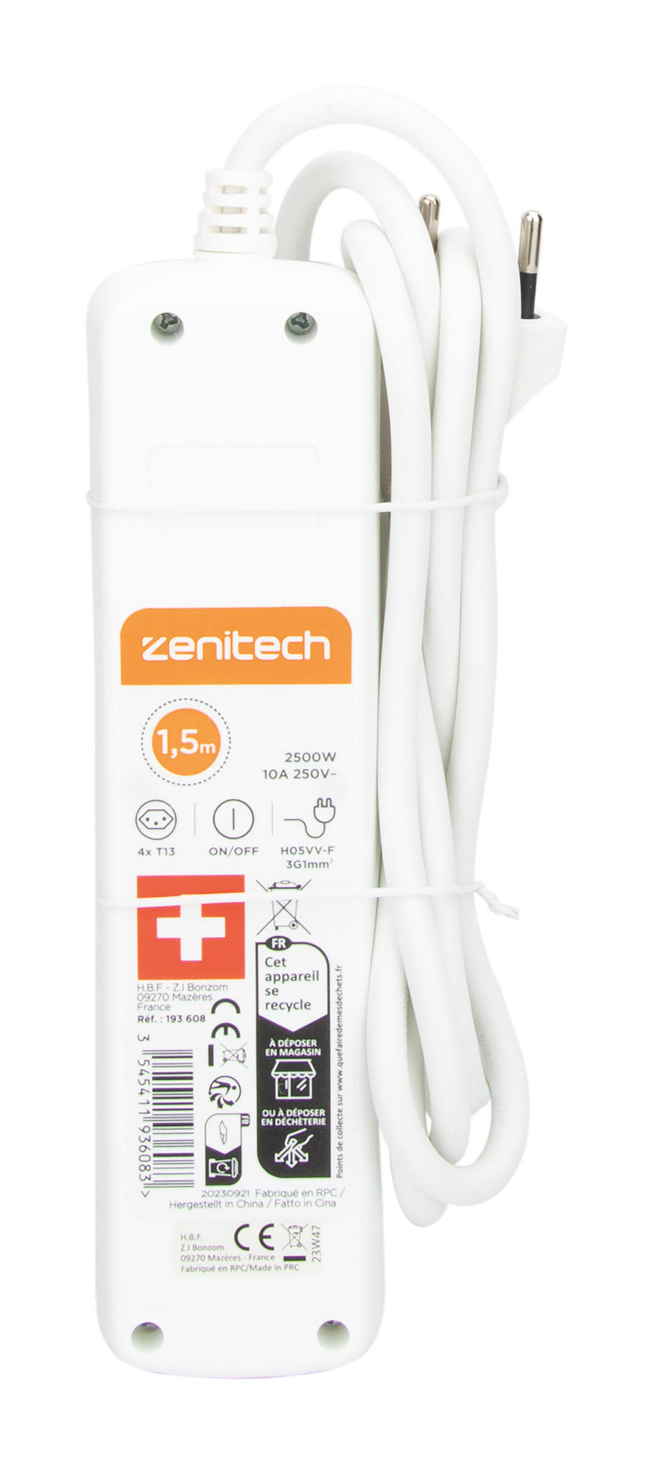 Bloc 4 prises + interrupteur Suisse, blanc - 3