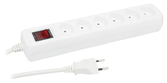 Bloc 6 prises + interrupteur Suisse, blanc