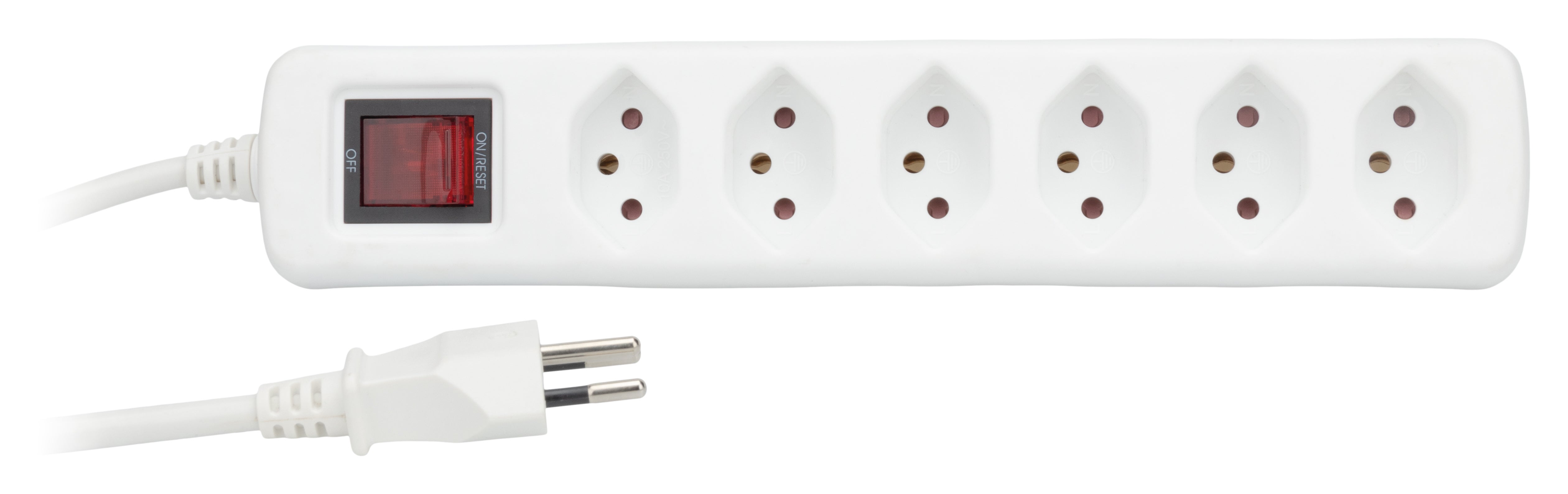 Bloc 6 prises + interrupteur Suisse, blanc - 2