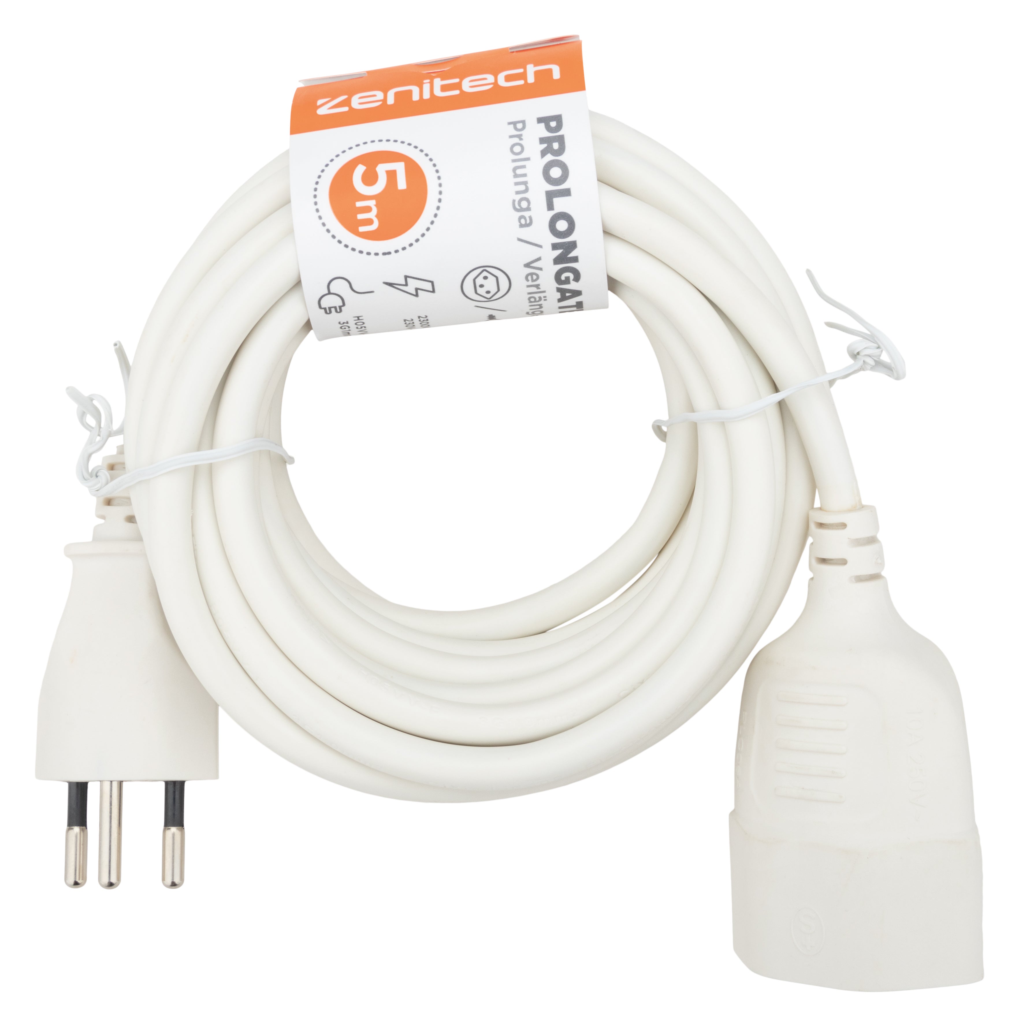 Rallonge prise Suisse 5 mètres, blanc - 3