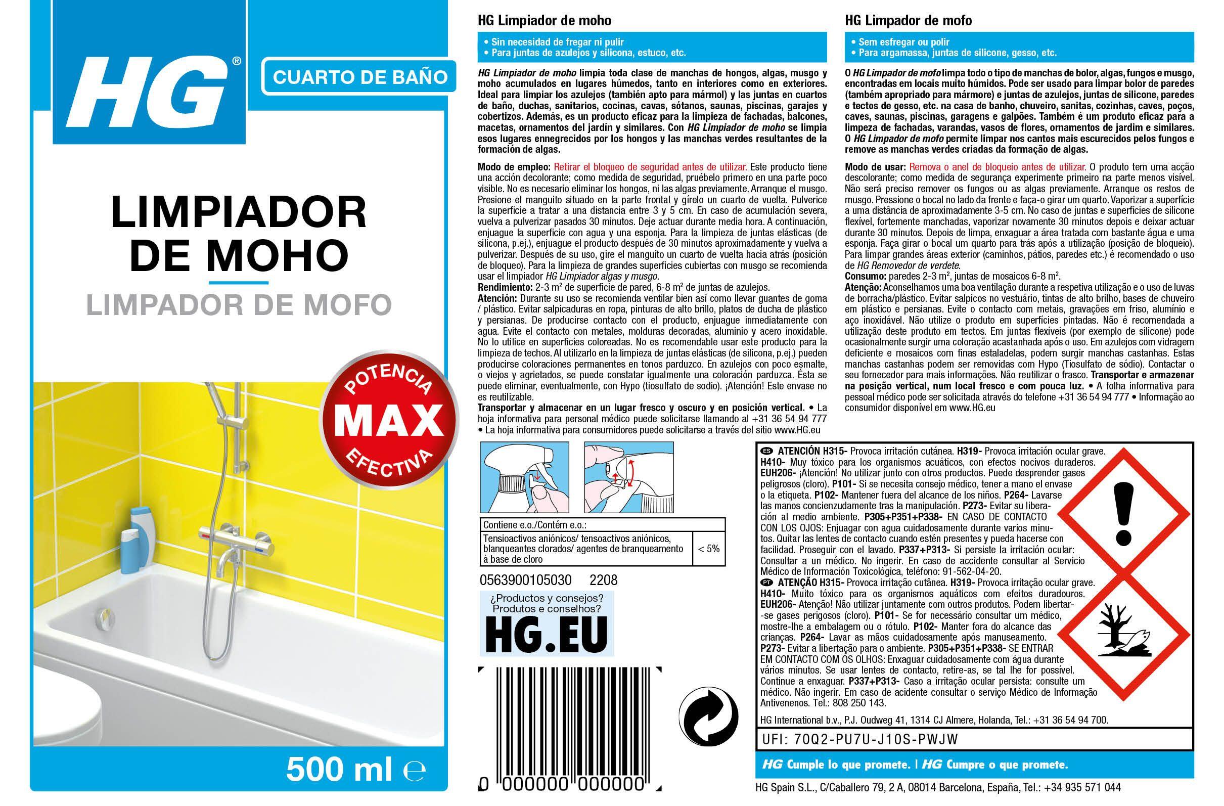 Spray limpador mofo em espuma 500 ml HG - 7