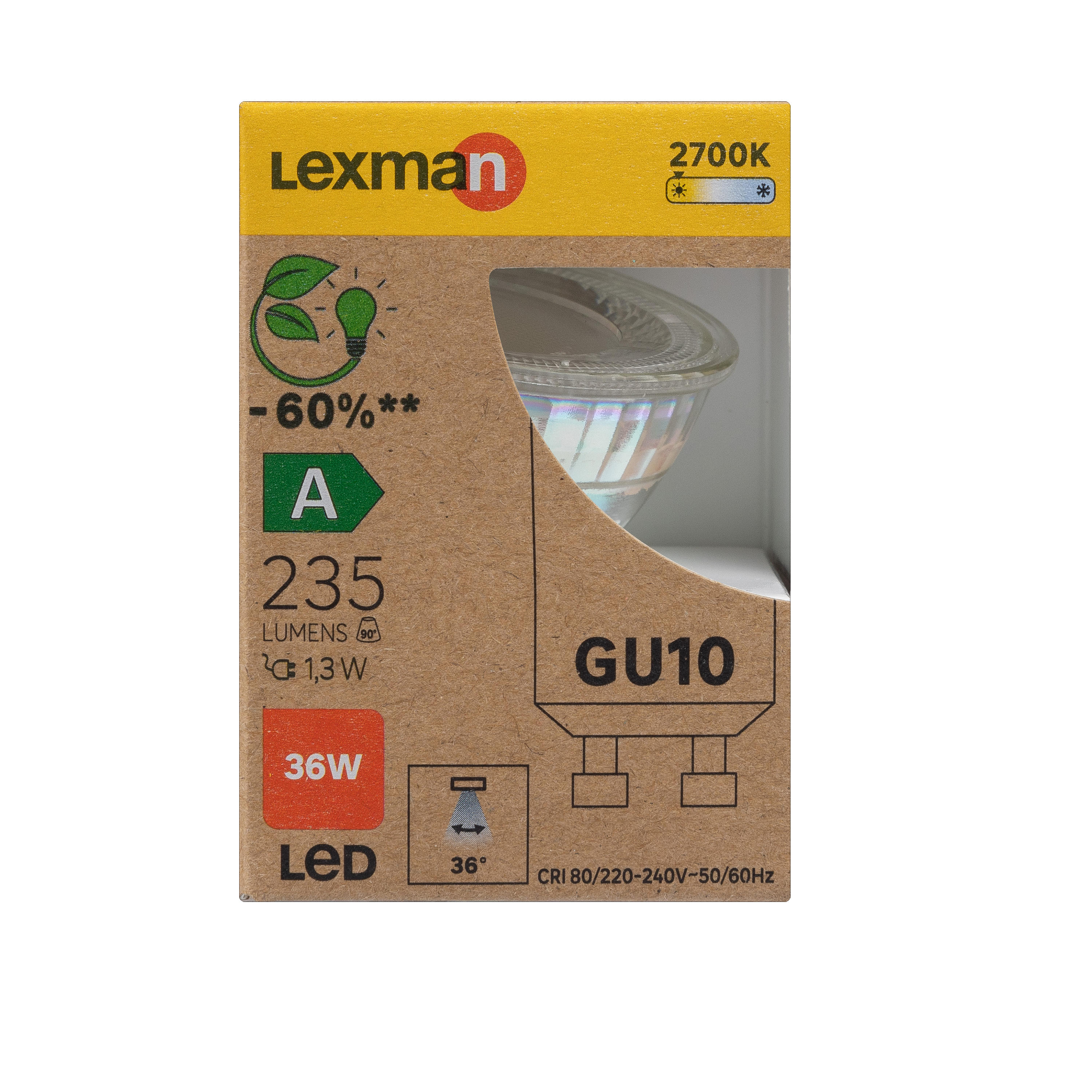 Ampoule led, réflecteur GU10, 235lm, classe énergétique A, blanc chaud, LEXMAN - 4