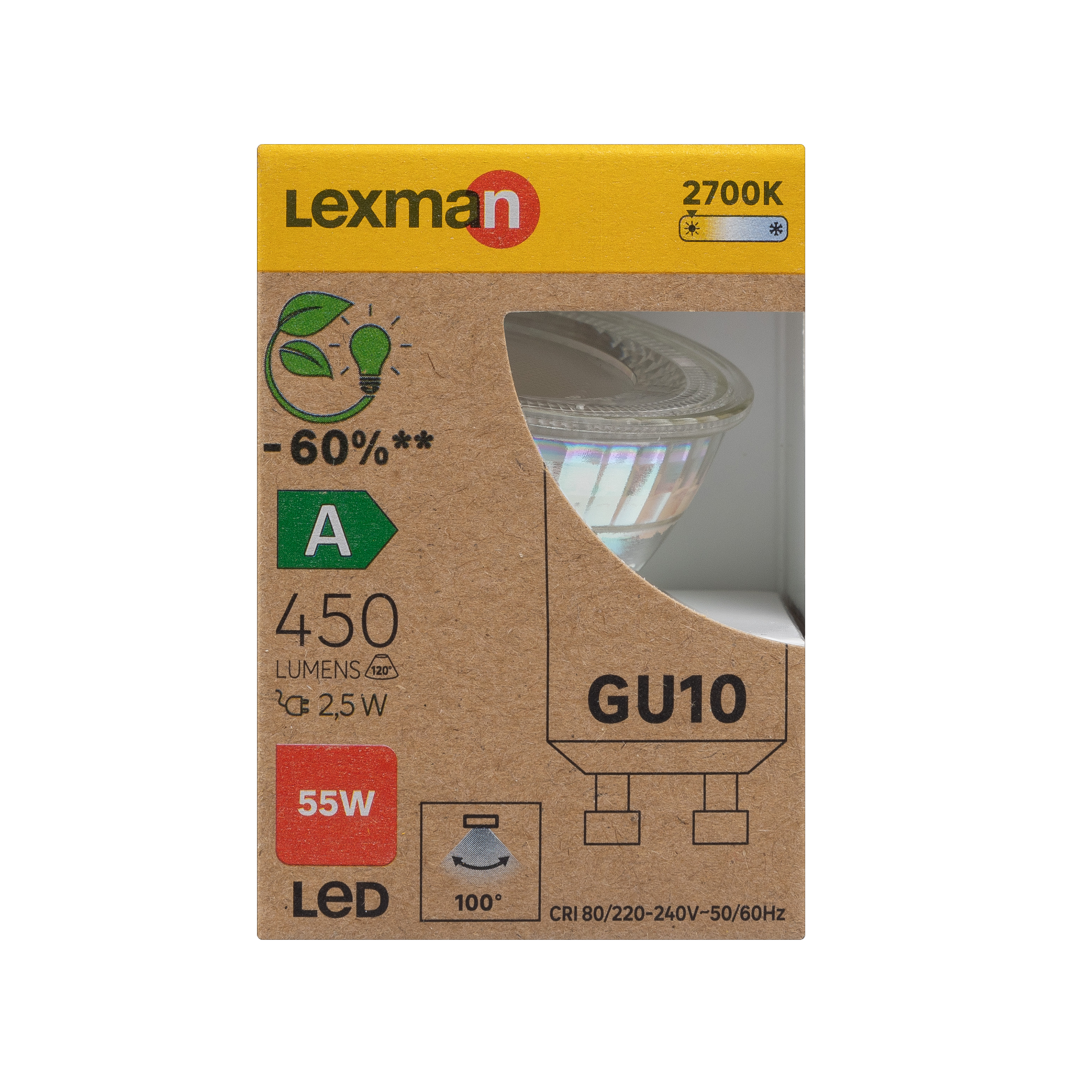 Ampoule led, réflecteur GU10, 450lm, classe énergétique A, blanc chaud, LEXMAN - 3