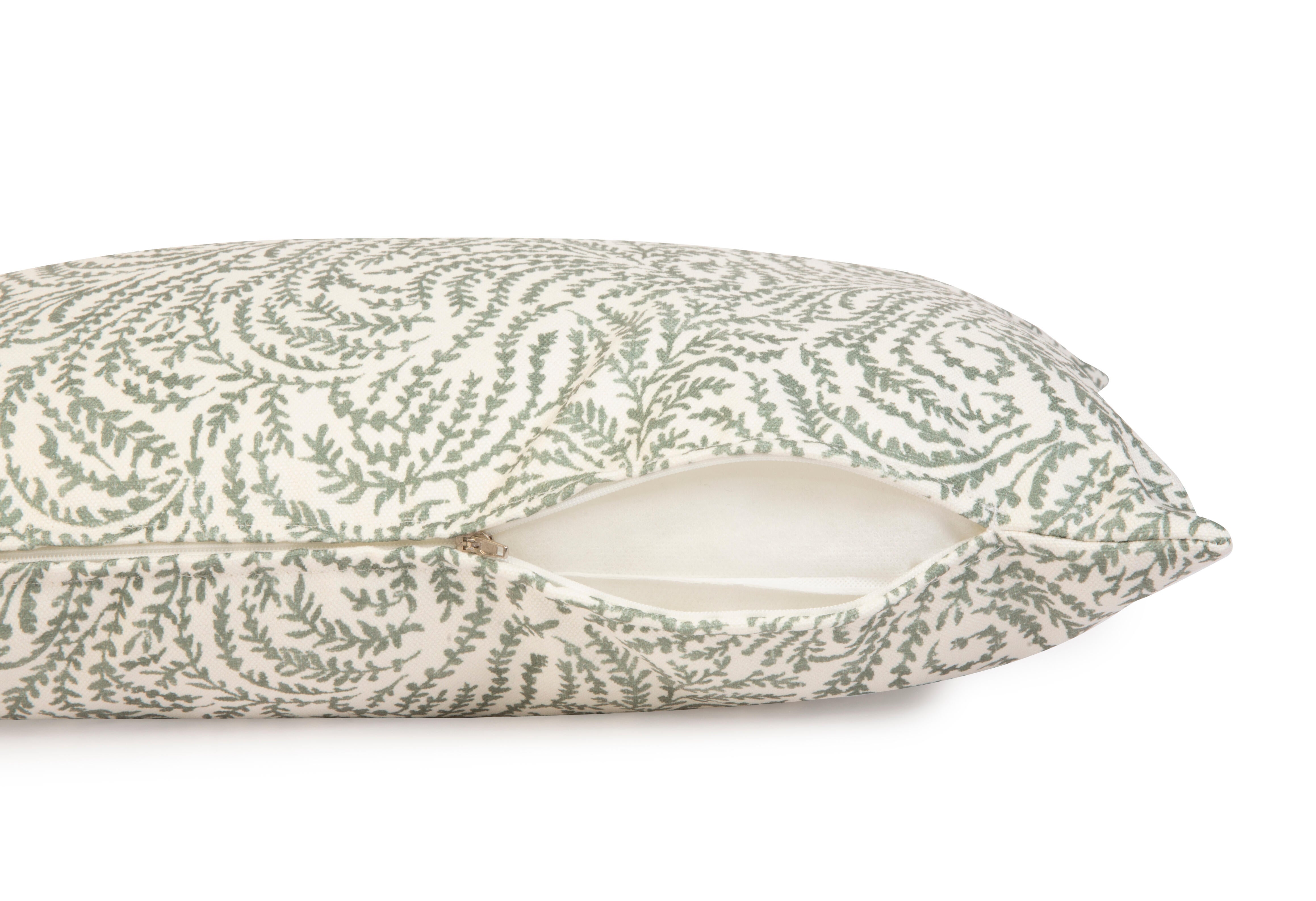 Funda de cojín rectangular Croquis algodón poliéster flor verde con cremallera 50 x 30 cm - 6