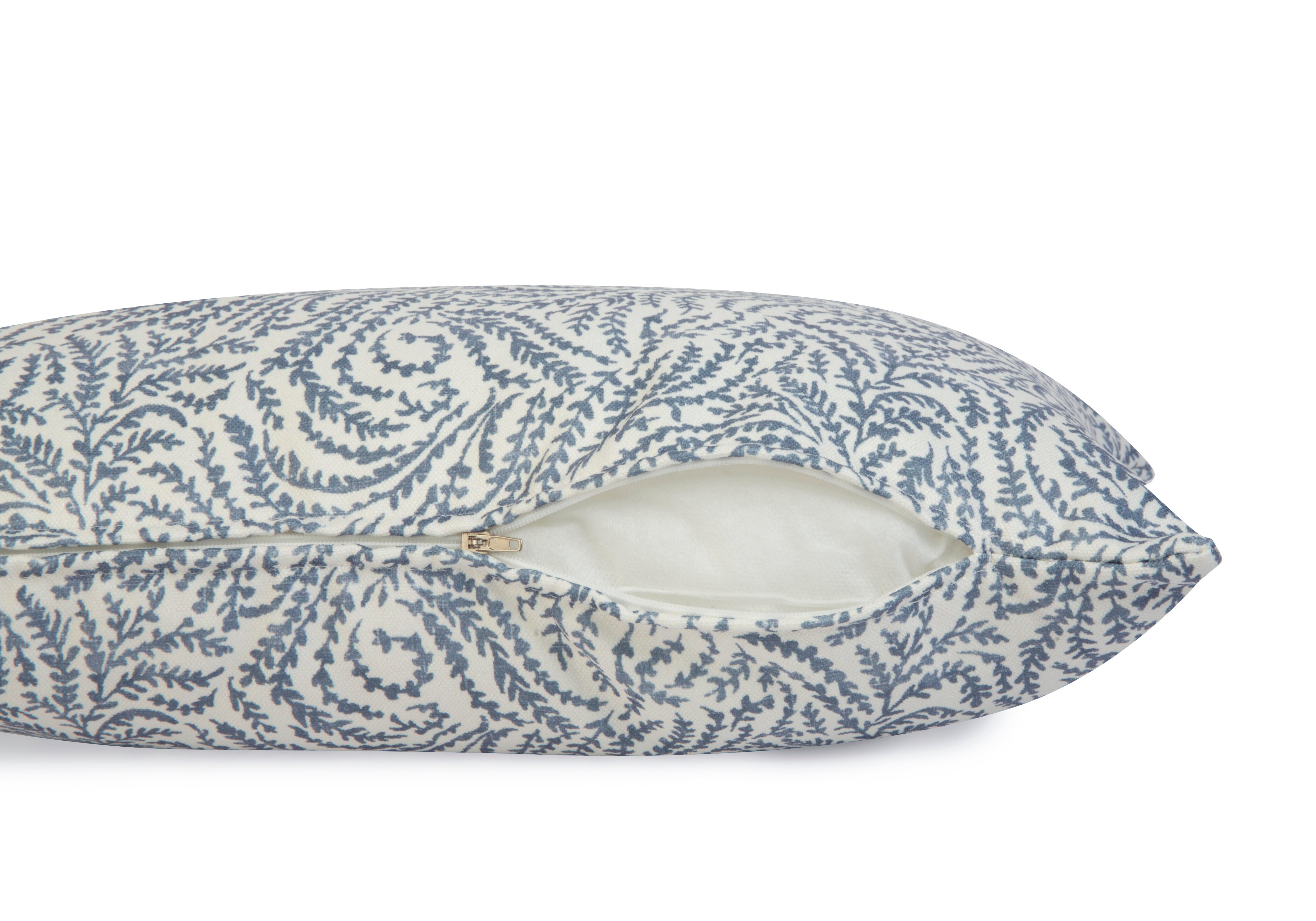 Funda de cojín rectangular Croquis algodón poliéster flor azul con cremallera 50 x 30 cm - 7