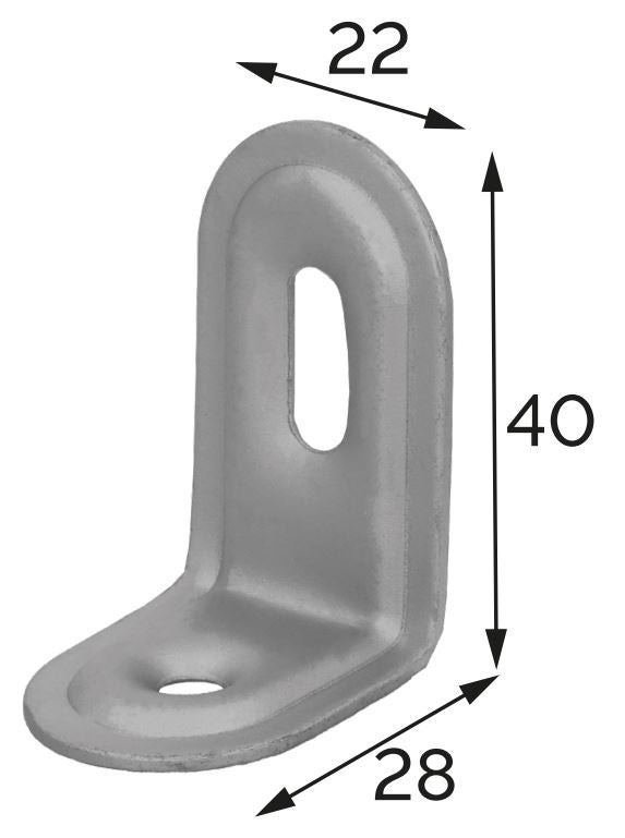 Equerre simple ajustable ht.40xlo.28xla.22xép1.2 mm revêtement MAGNODUR - 2