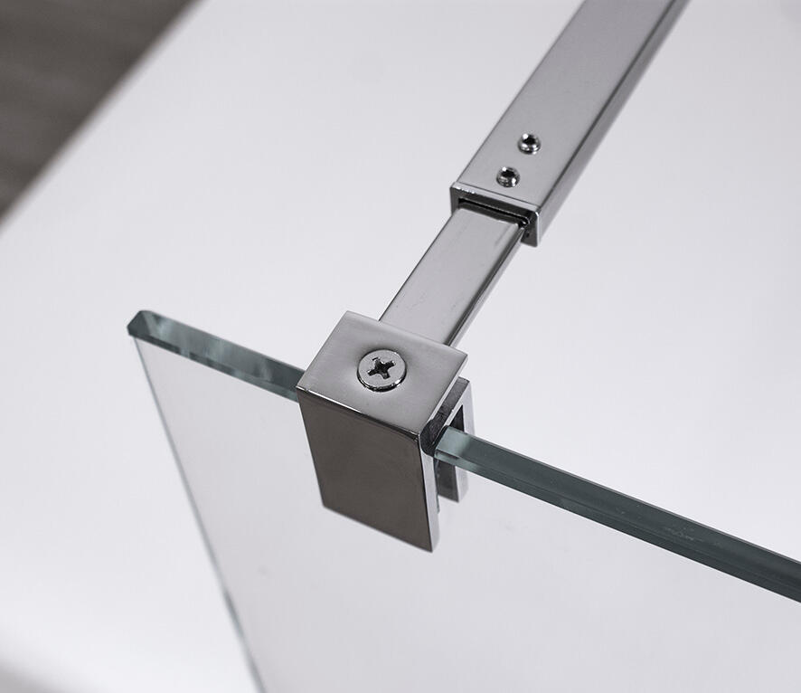 Mampara de ducha fija transparente Six perfil aluminio cromo (99.9-100.1)x195 cm cristal 6mm reversible antical 1 barra de estabilización de 100 cm ajustable - 8