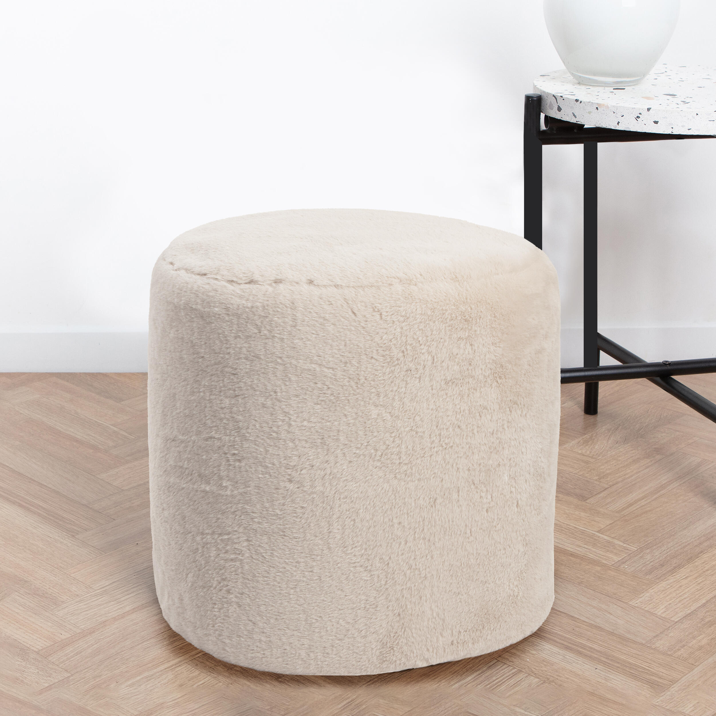 Pouf Caresse  beige cm , diam 40 cm - 4