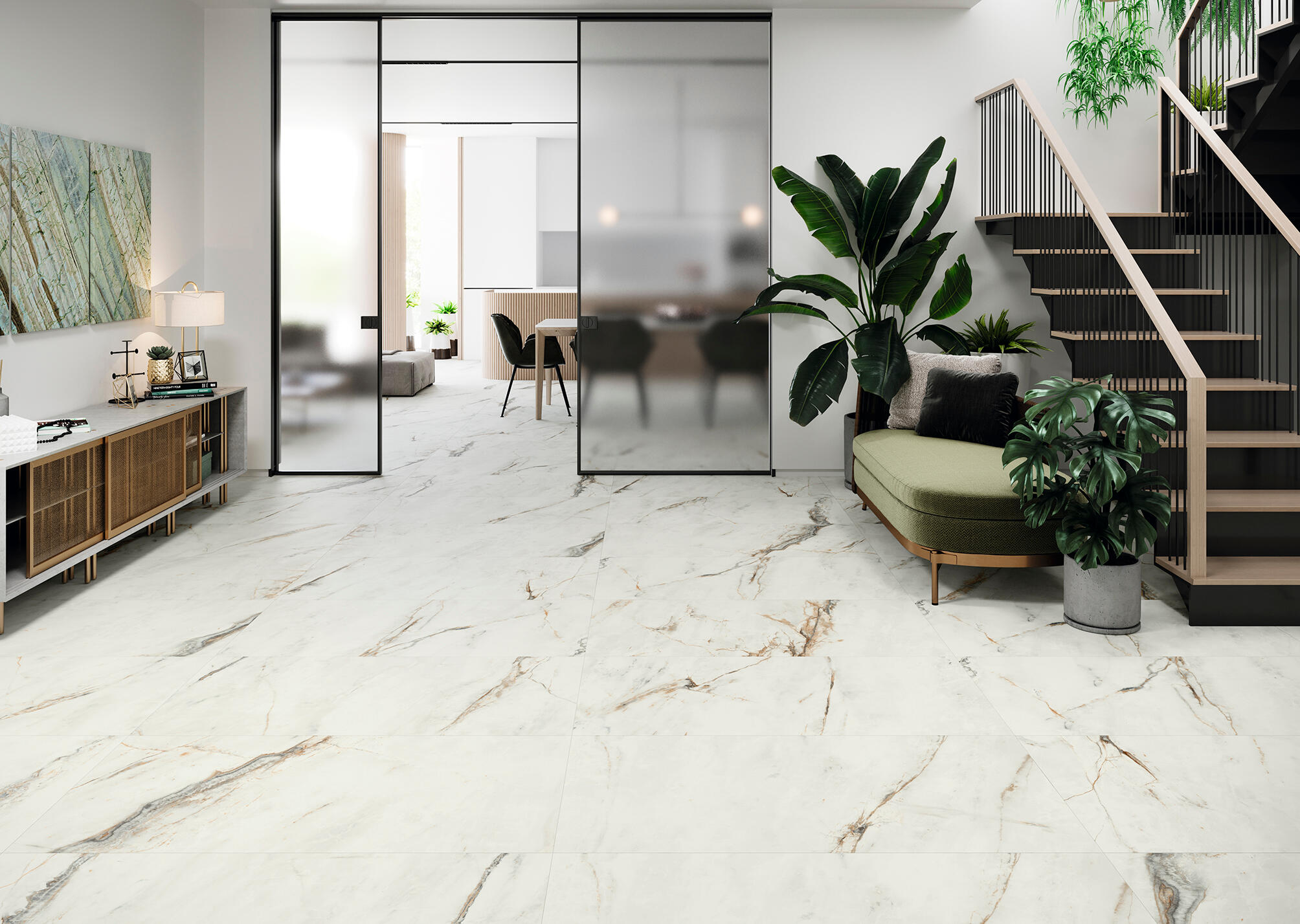 Azulejo porcelánico san remo efecto mármol blanco 60x120 cm grespania