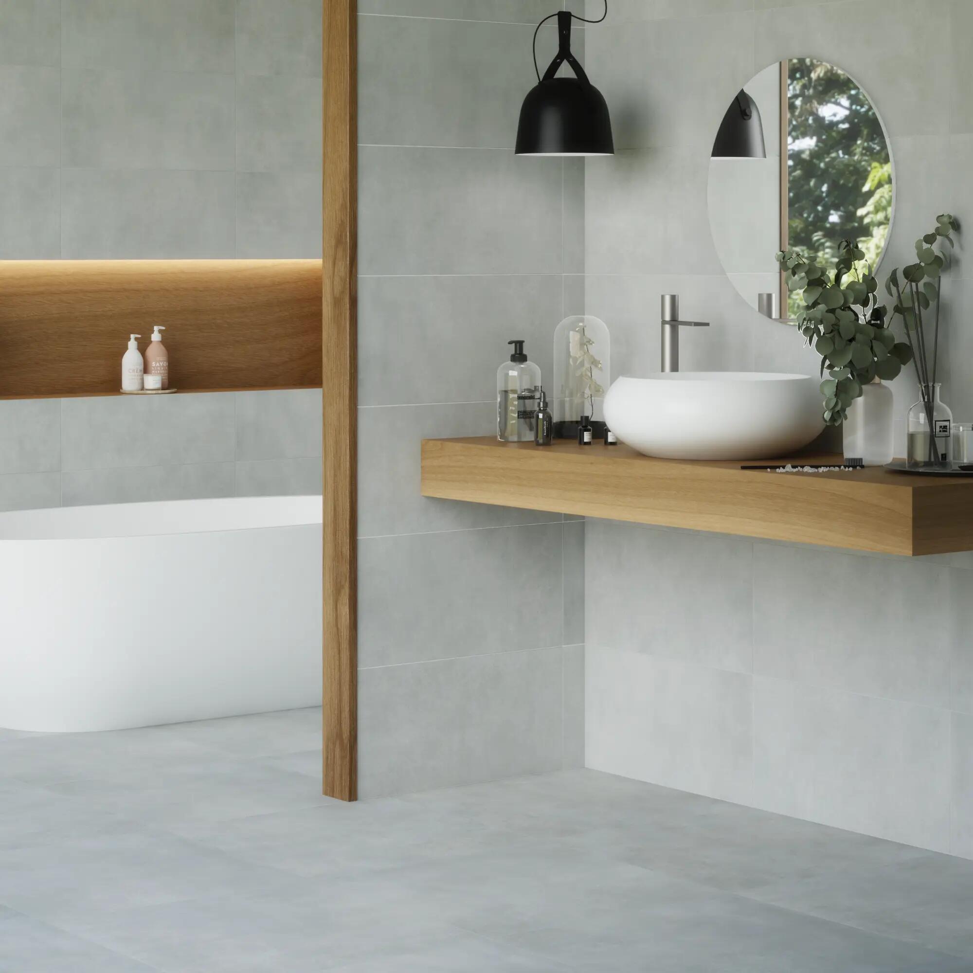 Suelo porcelánico blaze efecto cemento ceniza 60.8x60.8 cm c1 pamesa