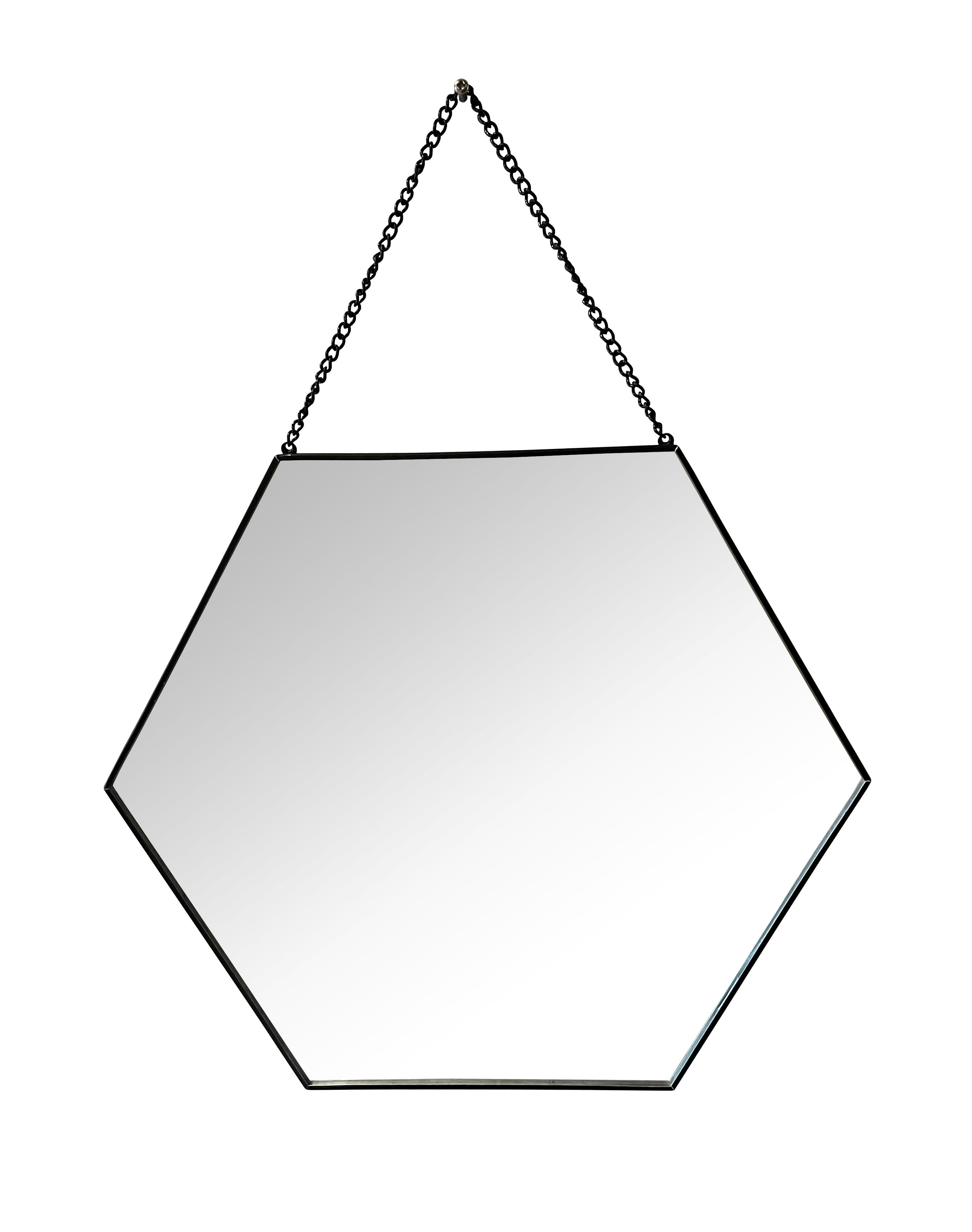 Assortiment de 3 miroirs hexagonal aluminium noir Hexagon INSPIRE, l.34.4 x H.30 - 5