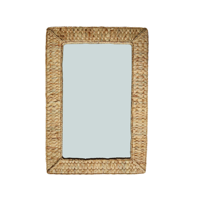 Espejo enmarcado de pared rectangular Jacinte mimbre beige mate INSPIRE de 54 x 78 cm
