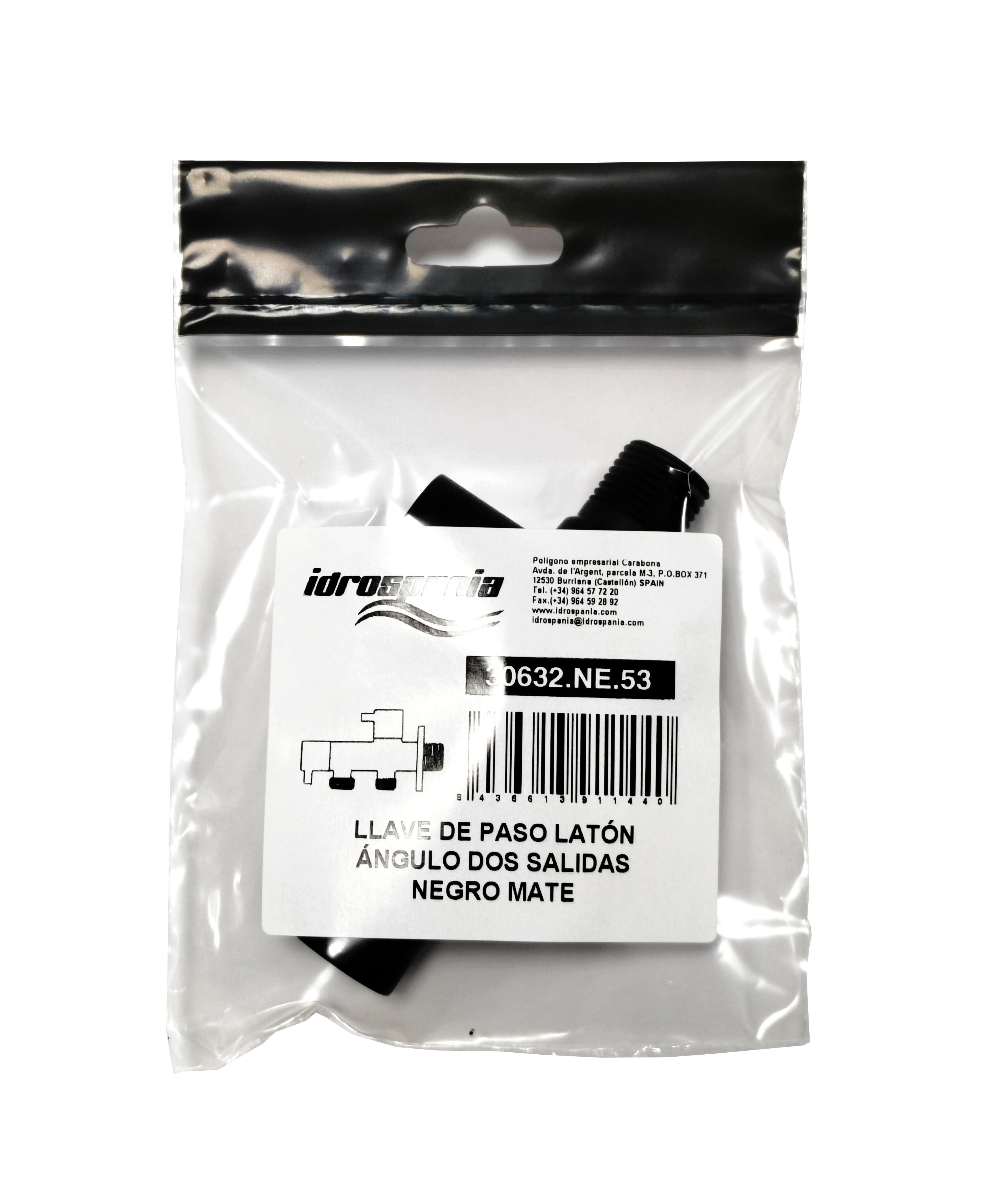 Llave Escuadra Doble Ducheta Negro M1/2-M1/2-M1/2 - 4