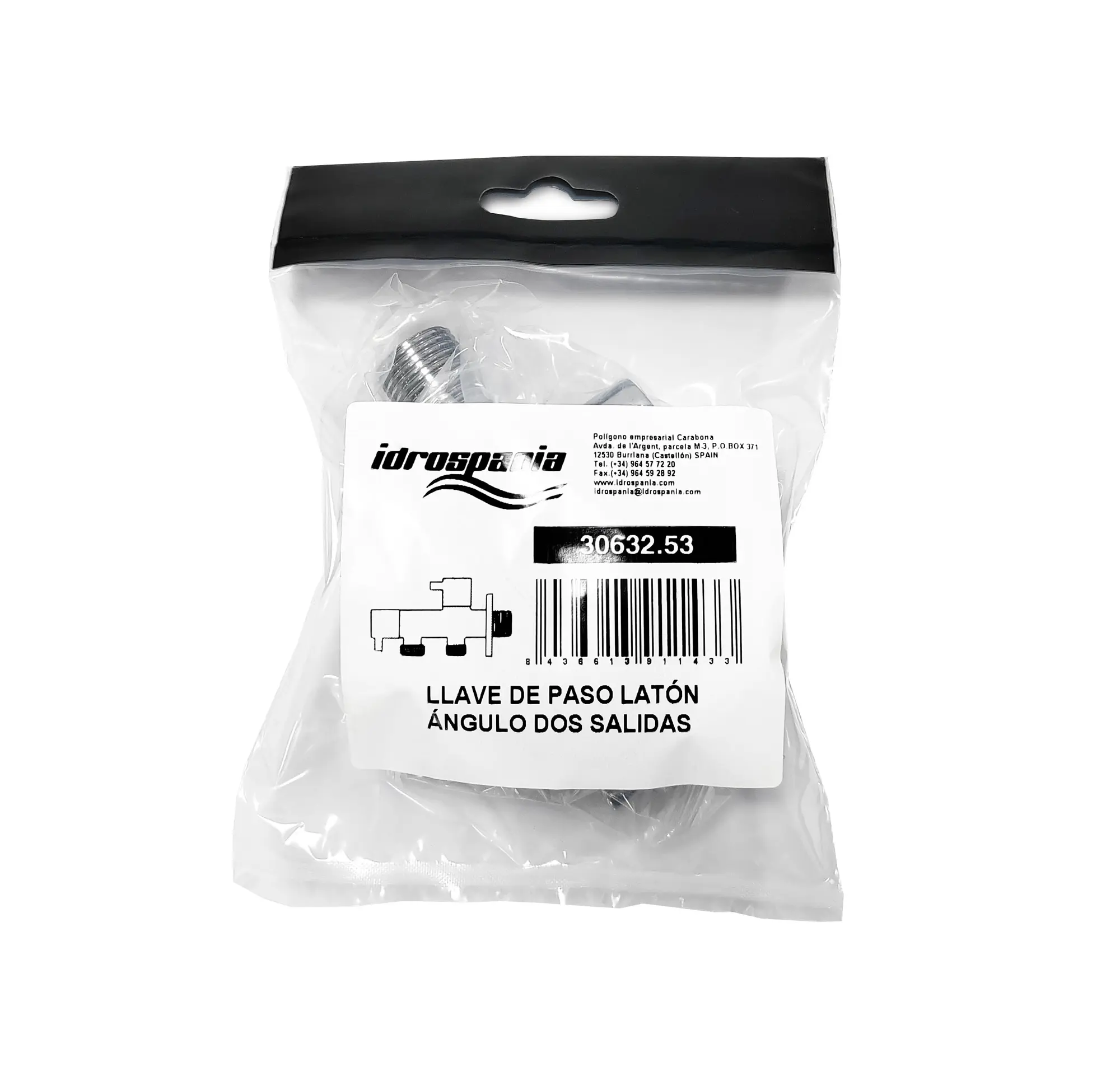 Llave de paso doble salida 1/2 - 1/2 - 3/8 cromo - 4