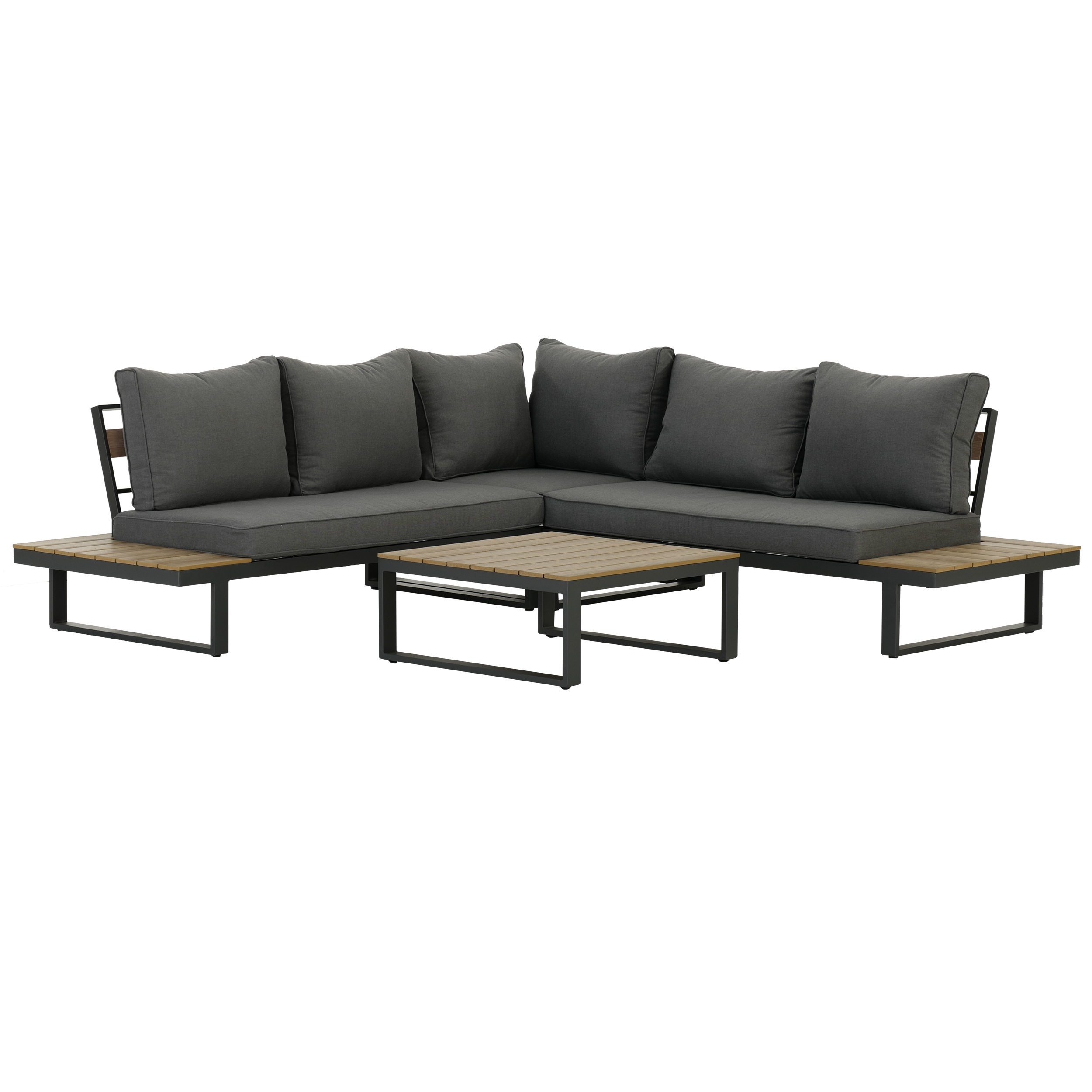 Salotto Da Giardino Akita 3 Pezzi - Polipropilene Effetto Rattan - Con Cuscini Antracite - Foto 10