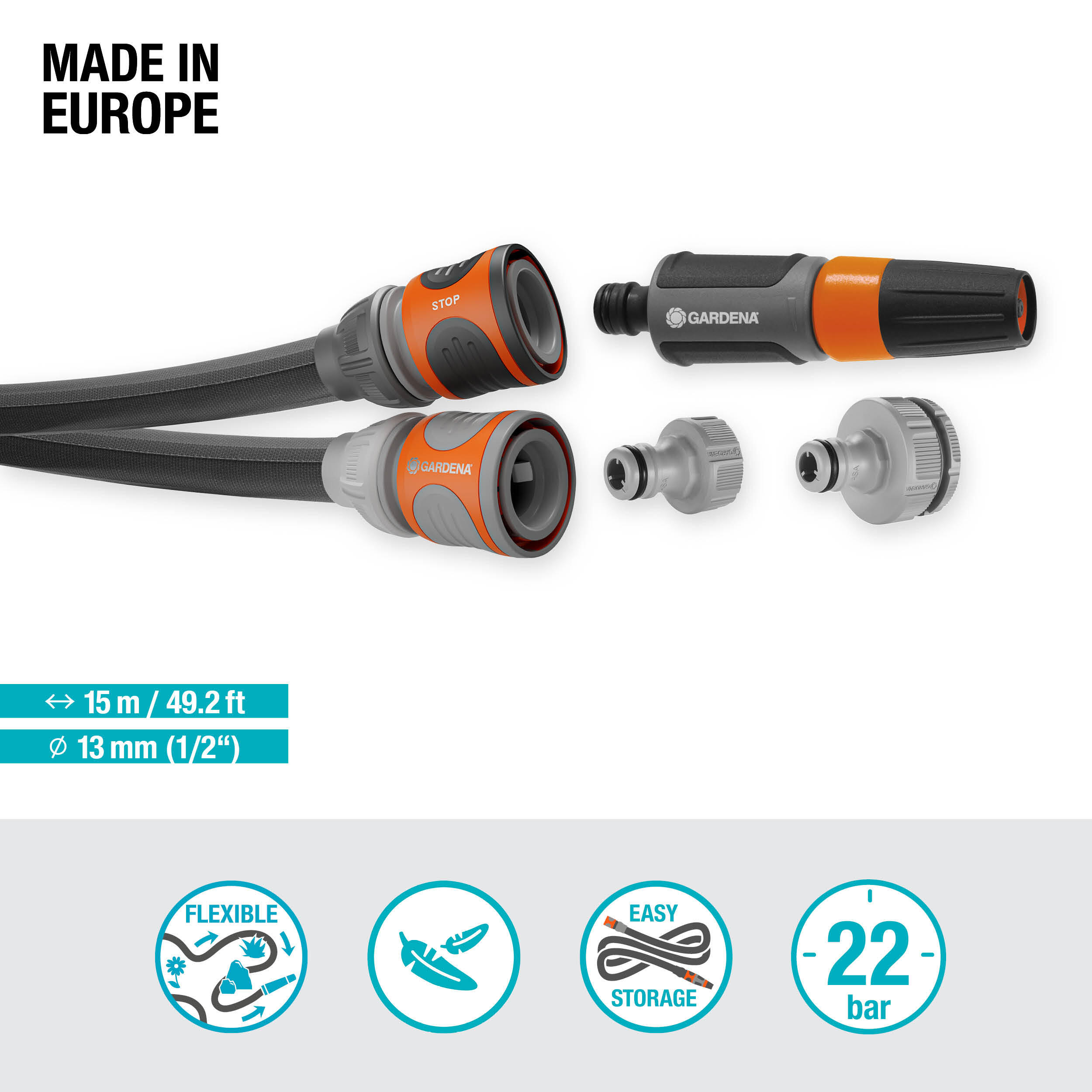 Set de flexible GARDENA Liano life L.15 m, Diam.12 mm - 2