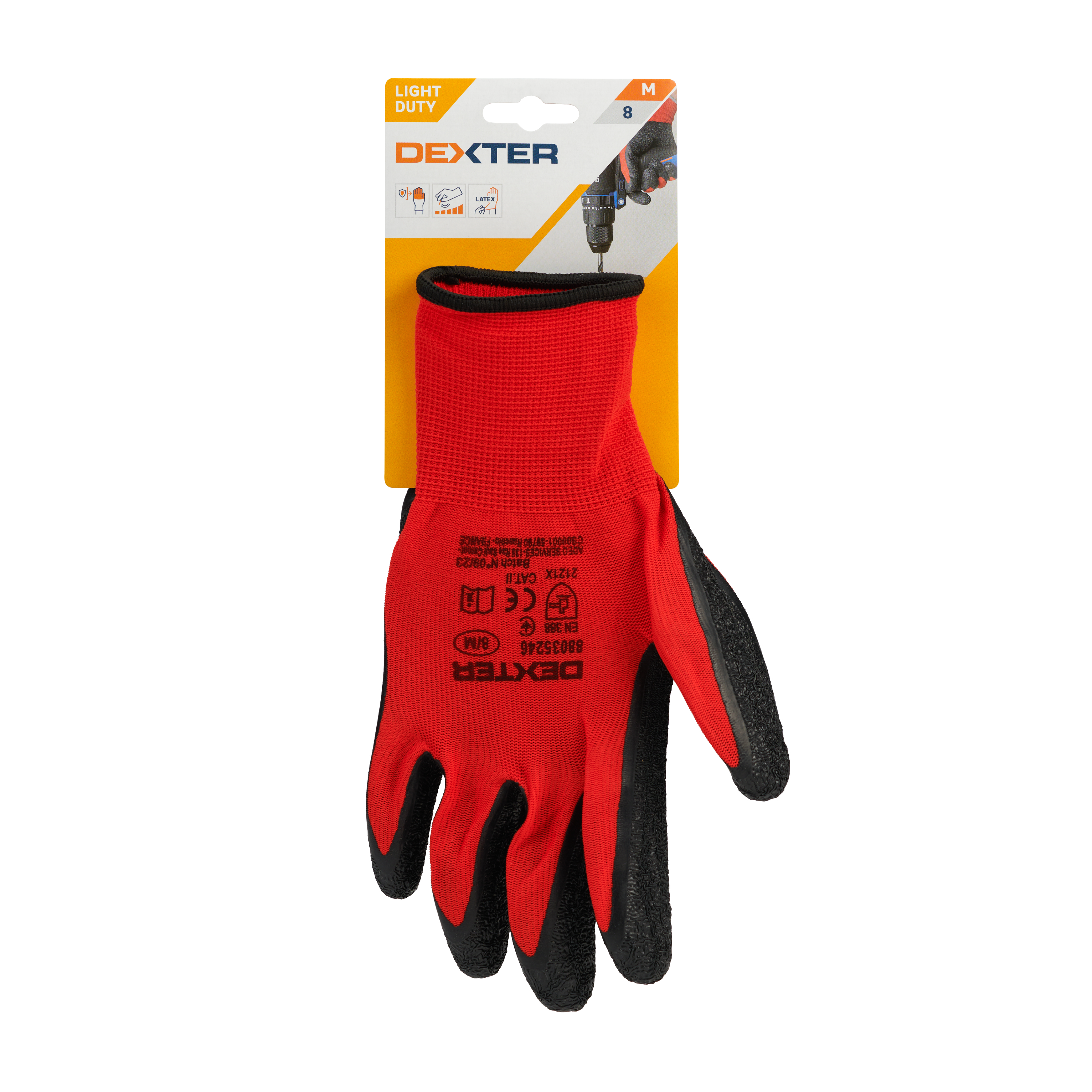 Guantes Trabajo Nylon / Latex DEXTER - Talla 8 - 6