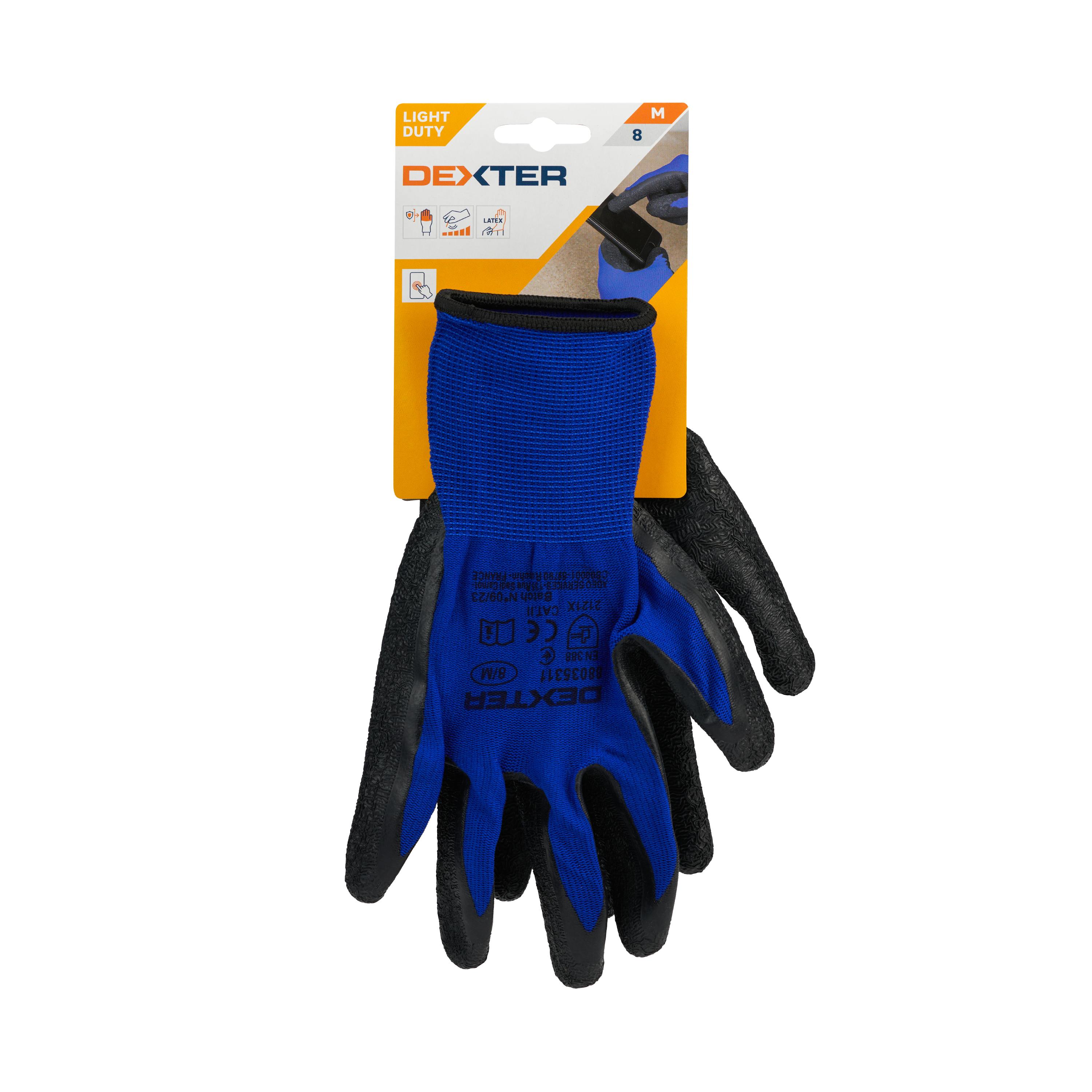 Luvas universais touchscreen de nylon e latex tamanho 8M Dexter - 6