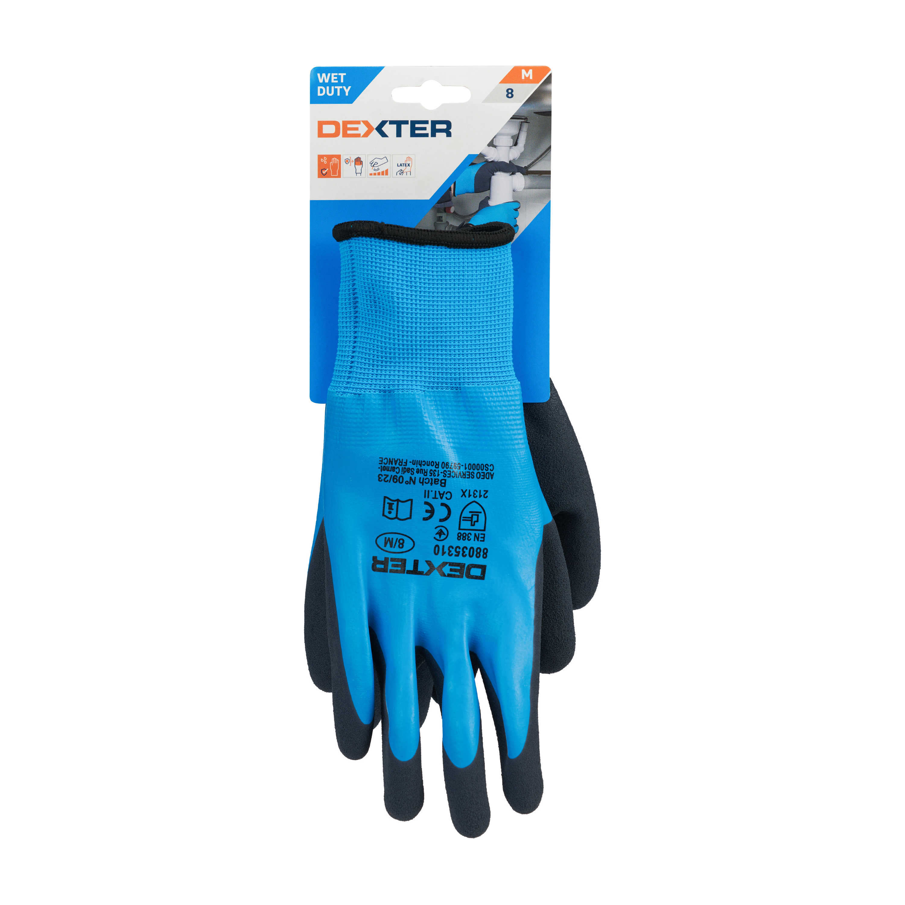 Guantes Látex Resistente Al Agua DEXTER - Talla 8 - 5