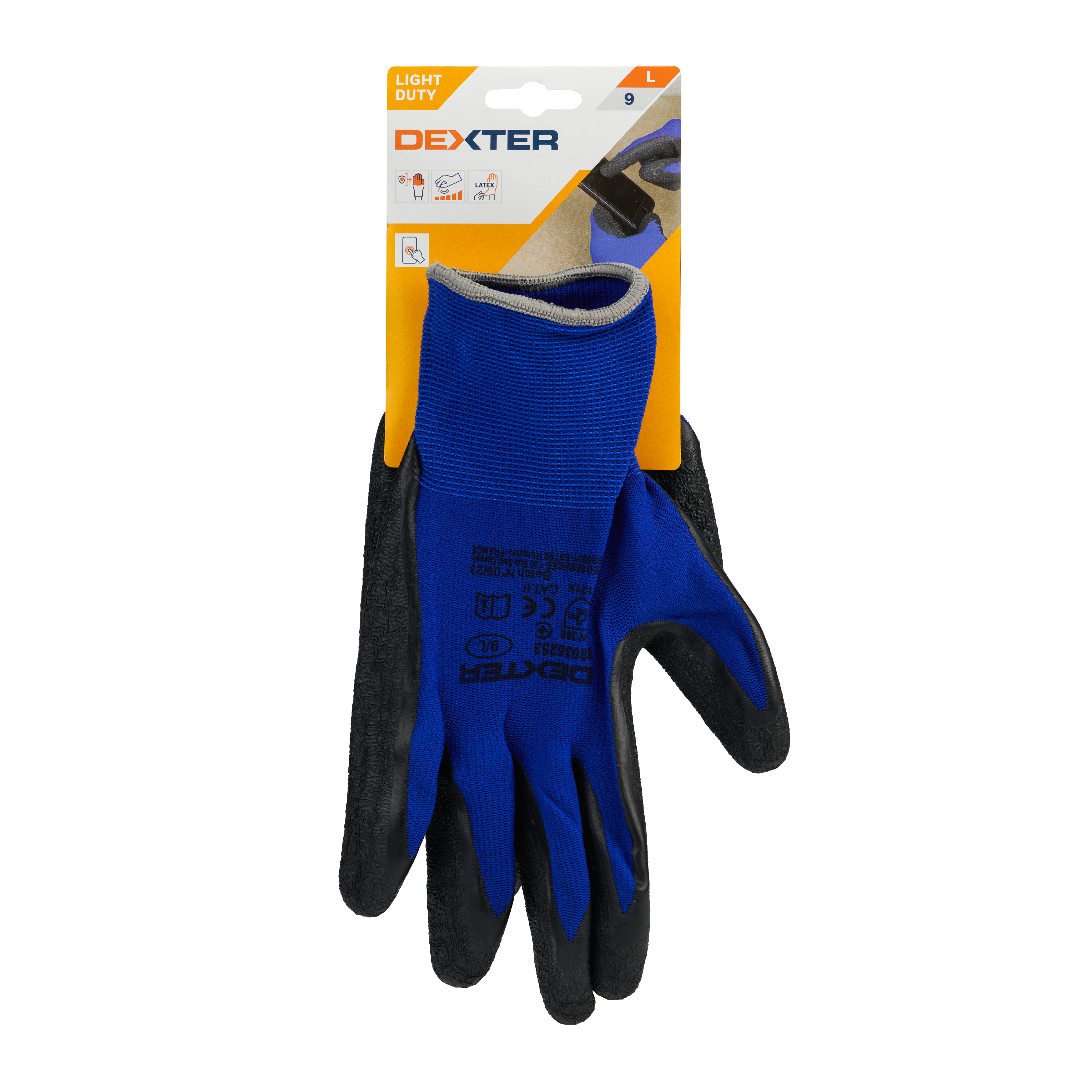 Luvas universais touchscreen de nylon e latex tamanho 9L Dexter - 5