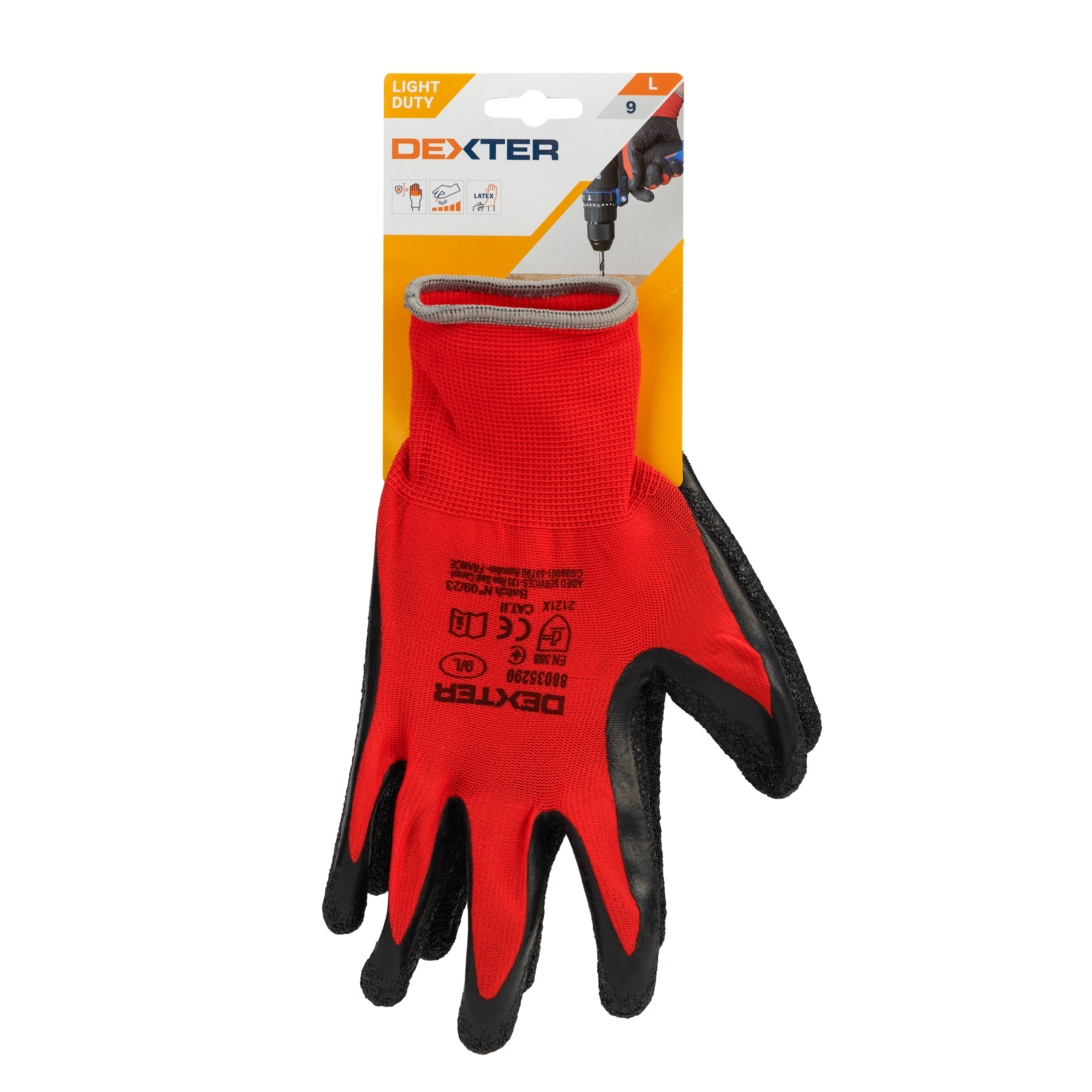 Luvas universais de nylon e latex tamanho 9L Dexter - 7