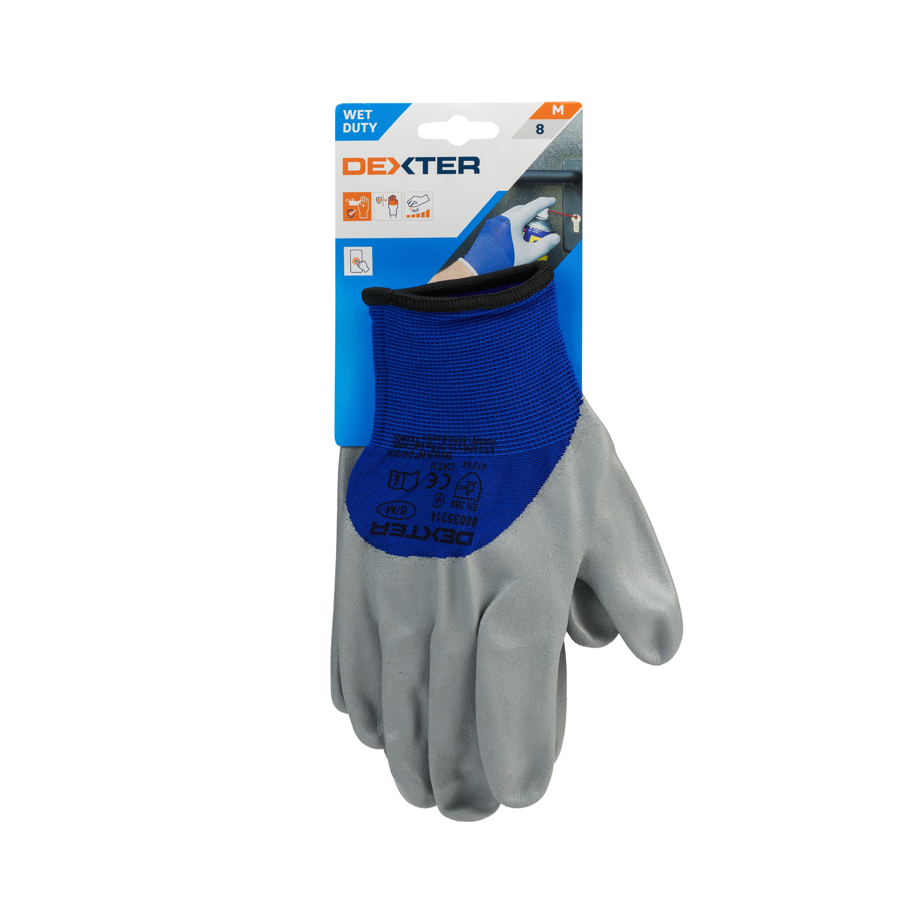 Luvas de mecânico Touchscreen nylon/nitrilo 3/4 revestida  tamanho 8M Dexter - 8