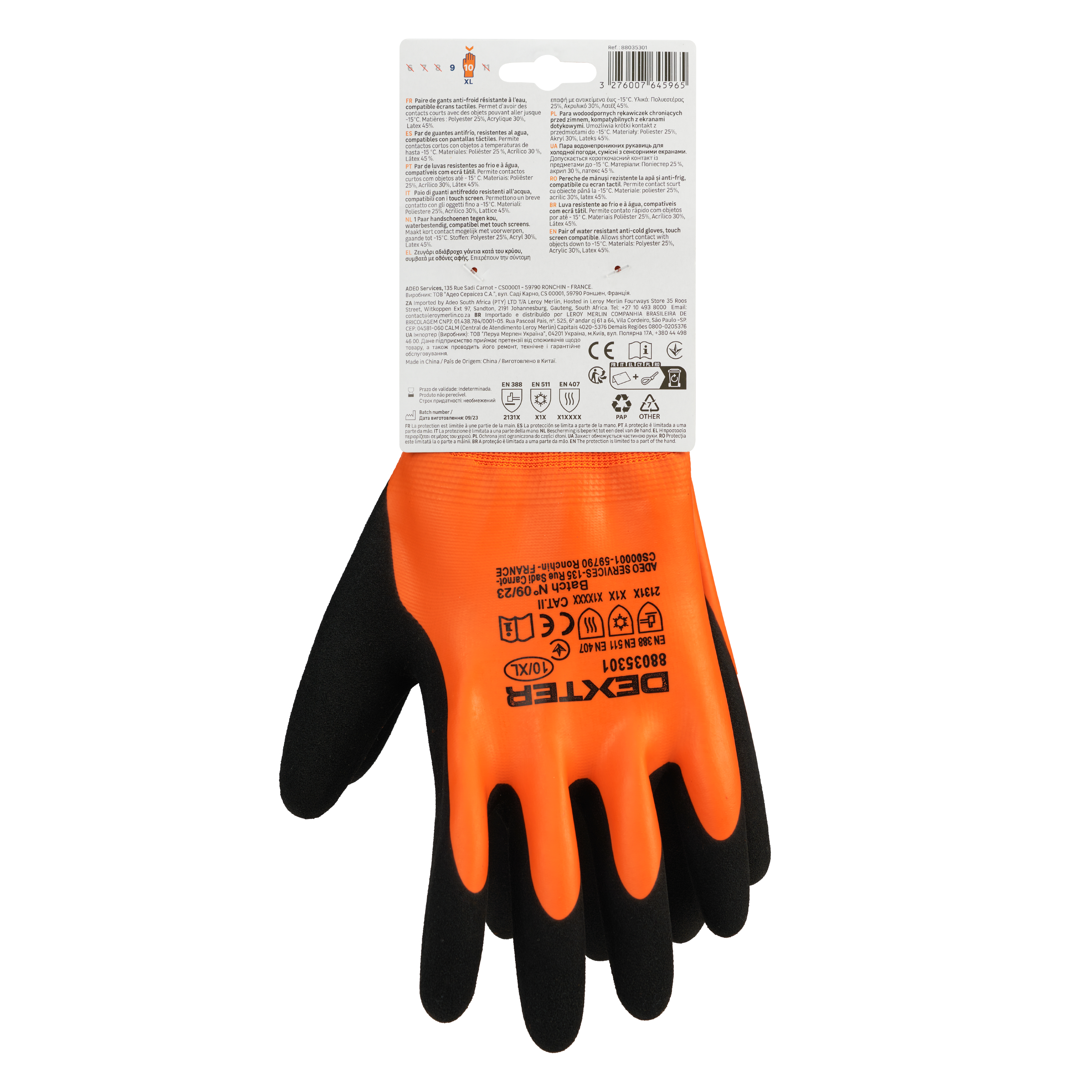 Guantes Antifrio Pantalla Táctil DEXTER - Talla 10 - 6